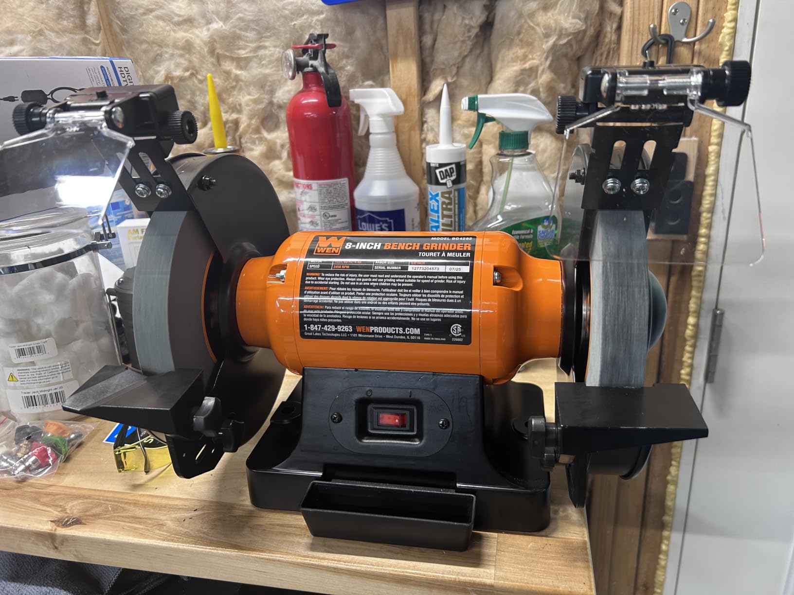 WEN BG4282 4.8-Amp 8-Inch Single Speed Bench Grinder with LED Work Lights, 14 x 10 x 11.75 inches, Black and Orange customer photo 2