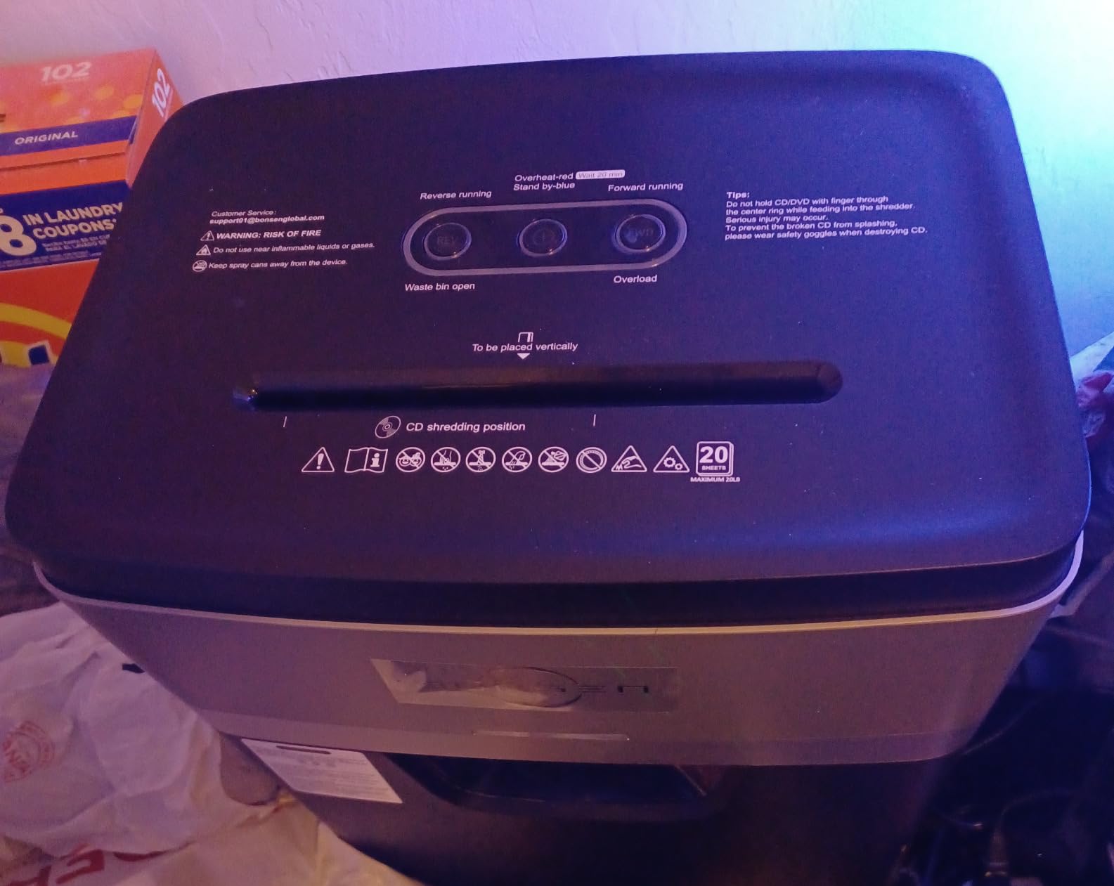 BONSEN 20-Sheet Cross-Cut P-4 High Security Heavy Duty Paper Shredder | 60-Min Nonstop, Jam-Proof, 60dB Ultra-Quiet, 6.6Gal Pullout Bin with Casters, Commercial-Grade Shredder for Home Office S3104 customer photo 1