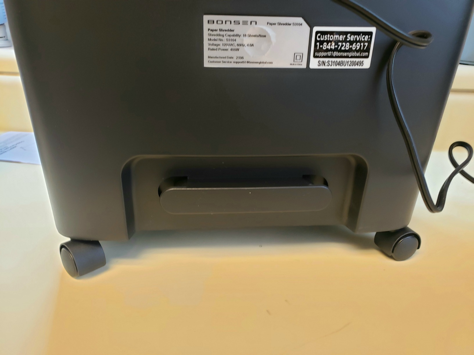 BONSEN 20-Sheet Cross-Cut P-4 High Security Heavy Duty Paper Shredder | 60-Min Nonstop, Jam-Proof, 60dB Ultra-Quiet, 6.6Gal Pullout Bin with Casters, Commercial-Grade Shredder for Home Office S3104 customer photo 2