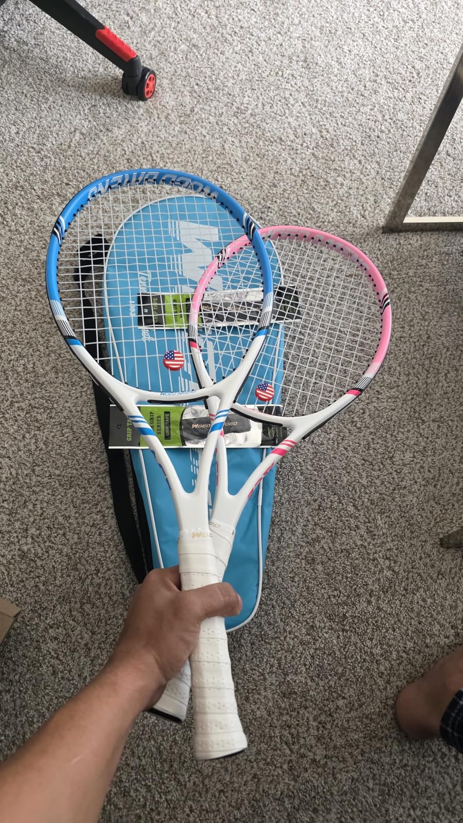 Pro Tennis Racket for Adults, 2 Player 27 inch Speed Tennis Racquet Acceptable for Beginner and Professional with 3 Tennis Balls, 2 Vibration Dampes, 2 Overgrips, Tennis Bag customer photo 2