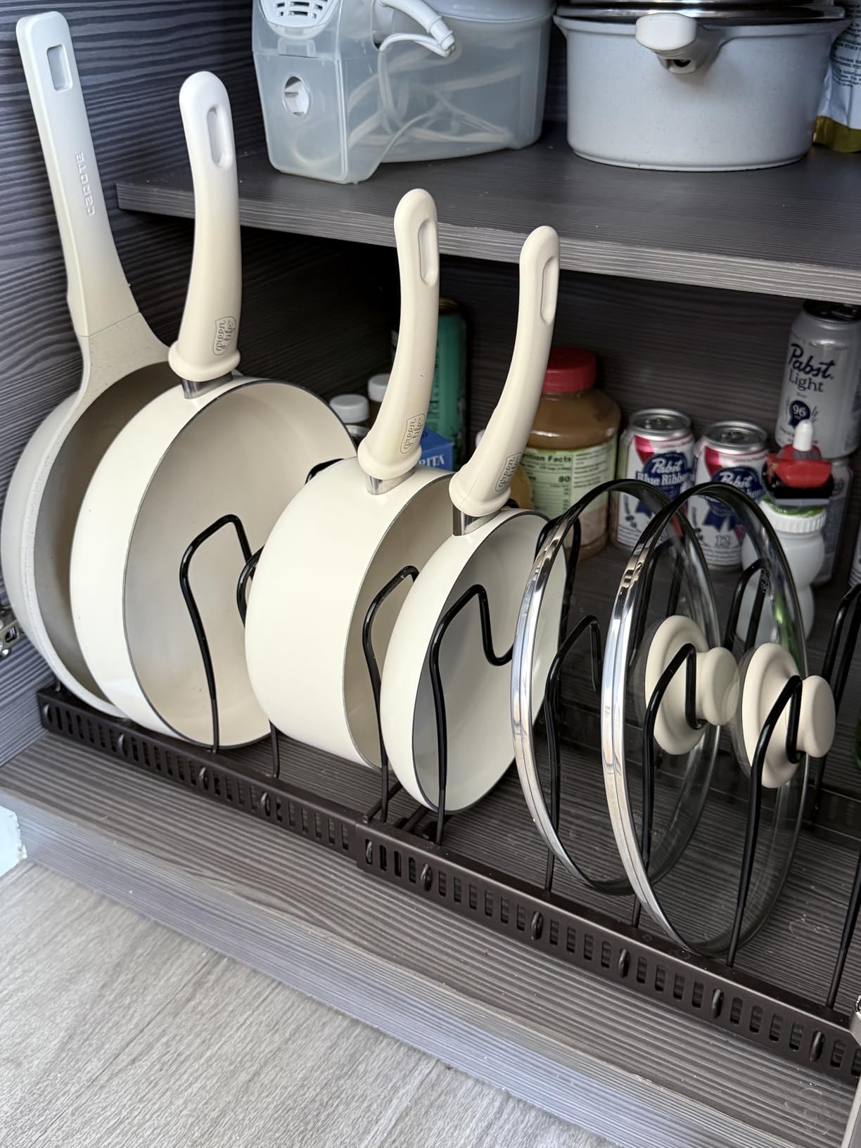 ROOHUA Pot and Pan Lid Organizer Rack for Under Cabinet, 12