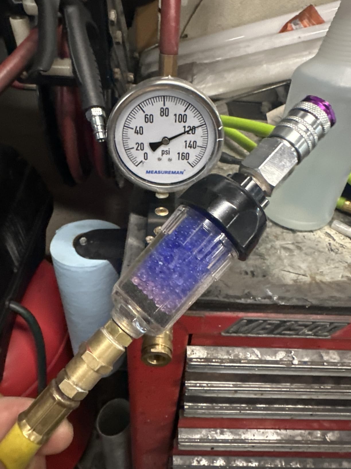 LE LEMATEC Compressed Air Dryer, Inline Desiccant Moisture Filter 3/8
