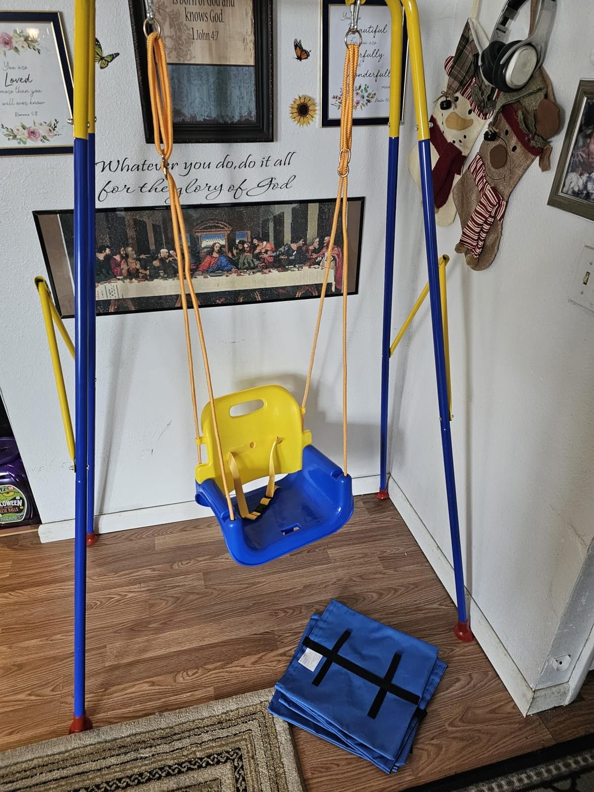 FUNLIO Toddler Swing with Foldable Metal Stand for Toddlers Aged 1~10 Years, 3-in-1 Baby Swing Set with 4 Sandbags for Backyard/Indoor/Outdoor Play, Easy to Assemble & Store customer photo 1