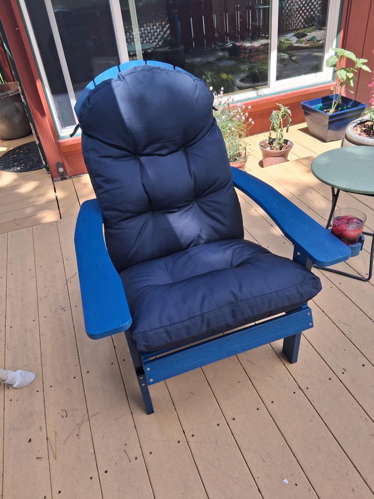 YEFU Adirondack Chair with Cup Holder, All-Weather Outdoor Chair, White | HIPS Plastic Fire Pit Chair with Wood Texture, Weather Resistant Lawn Chair for Outside Patio Garden Porch Deck Backyard customer photo 2