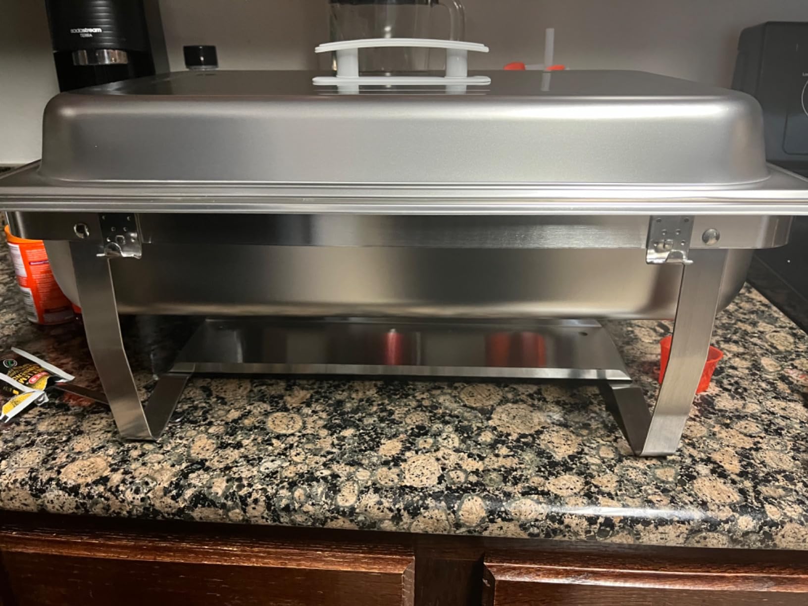 Alpha Living 4 Pack Chafing Dish Full Set – Stainless Steel Catering Chafer with Lids, Pans & Fuel Holders – Buffet Food Warmers for Parties, Events & Weddings – Alpine Gray Handles customer photo 2