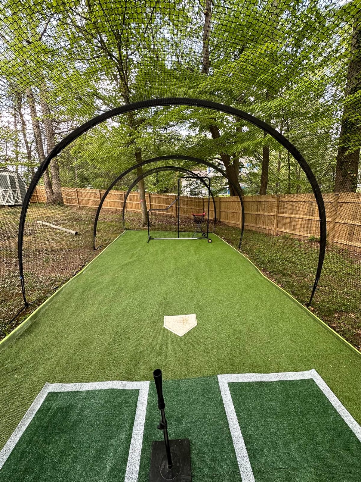 Upgrade 30FT Baseball and Softball Batting Cage Net and Frame, Large Batting Cages Net with Steel Frame for Home - Backyard Batting Cage with Pitching Backstop and Carry Bag customer photo 2