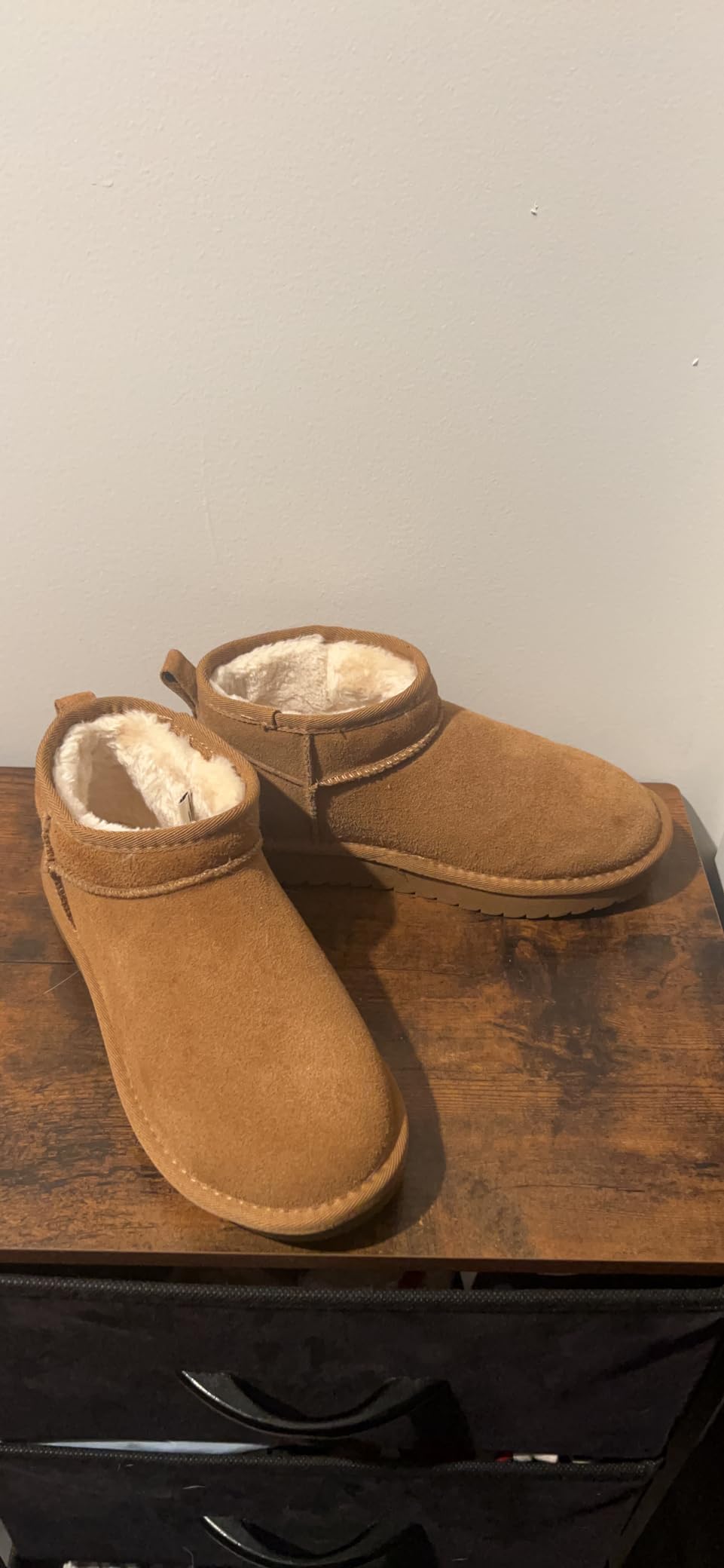 CUSHIONAIRE Hip-3 Genuine Suede Leather Ankle Boots for Women – Pull On Cozy Faux Fur Boots Womens Shoes with Comfortable Memory Foam customer photo 1