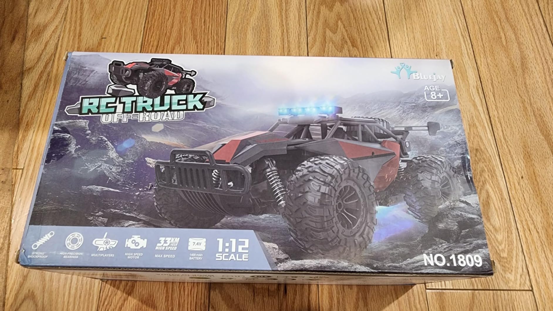 BLUEJAY Remote Control Car, 2.4GHz High Speed 33KM/H RC Cars Toys | 1:12 Monster RC Truck Off Road with LED Headlight and Rechargeable Battery Gifts for Adults Boys 8-12 customer photo 1