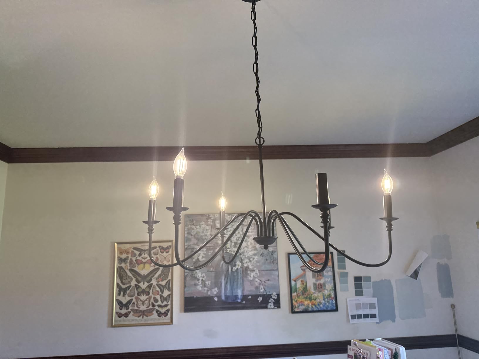 Miluolan Black Chandelier, 6-Light Farmhouse Chandelier for Dining Room | Rustic iron candelabra with adjustable 47.24