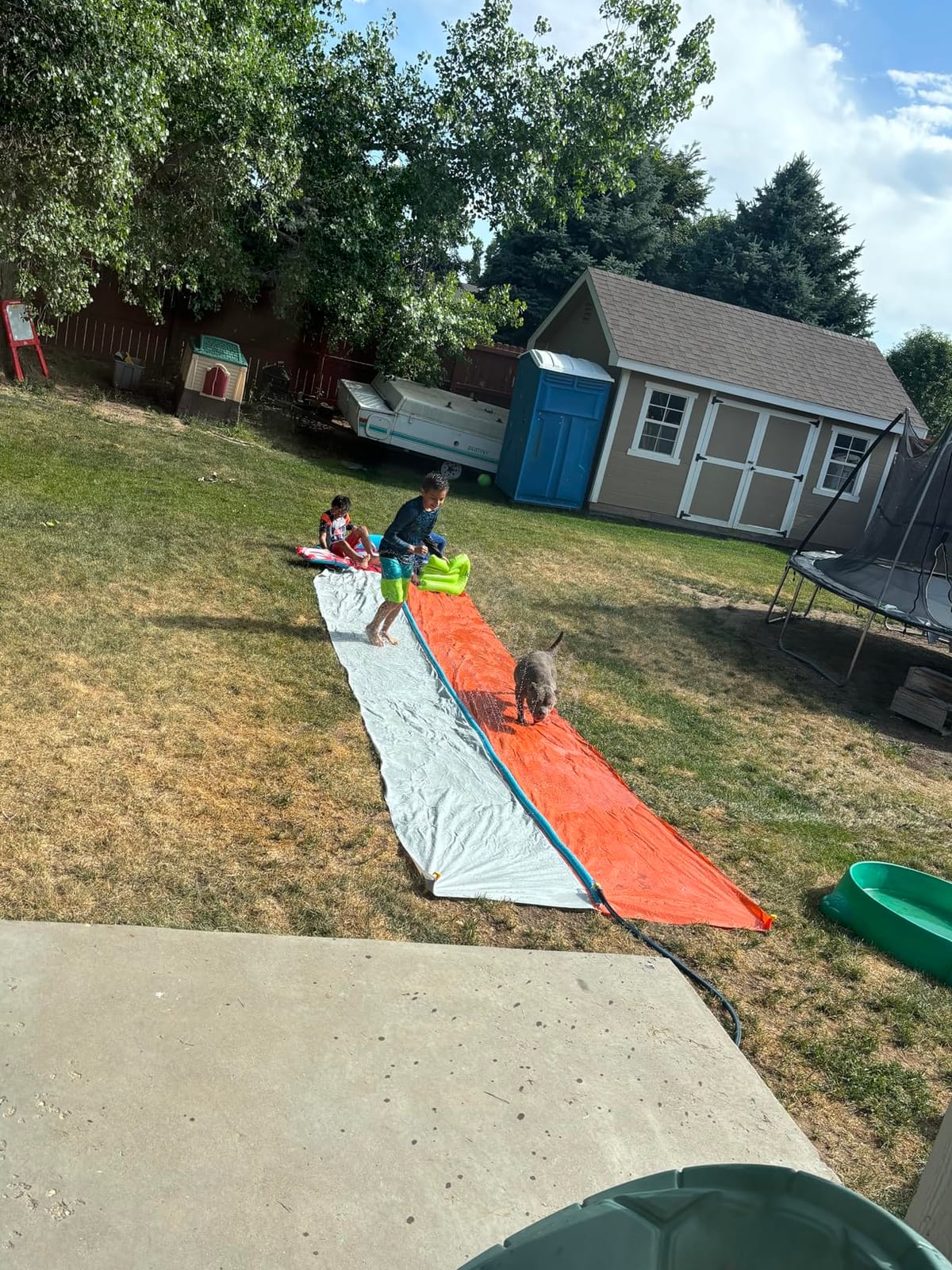 Sloosh Water Slides with 2 Inflatable Boards,22.5ft Double Lane Splash Slip Lawn Water Slide with Advanced Sprinklers Summer Toy for Kids Adults Fun Backyard Summer Outdoor, Orange customer photo 2