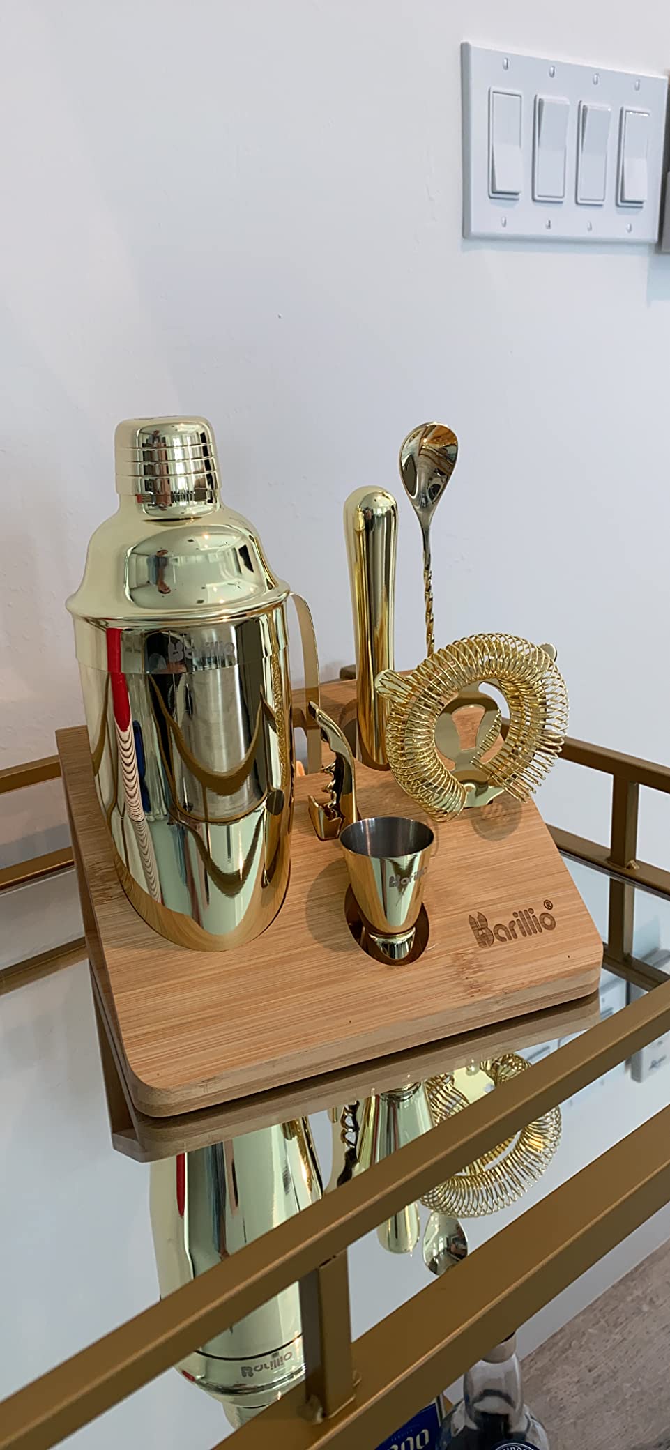 Barillio Black Bartender Kit - Stainless-Steel Cocktail Shaker Set w/Bamboo Stand - Mixology Bar Tools w/Shaker, Drink Mixer Spoon & Muddler for Cocktails - Home Bar Accessories - 10-Pc Bar Set customer photo 1
