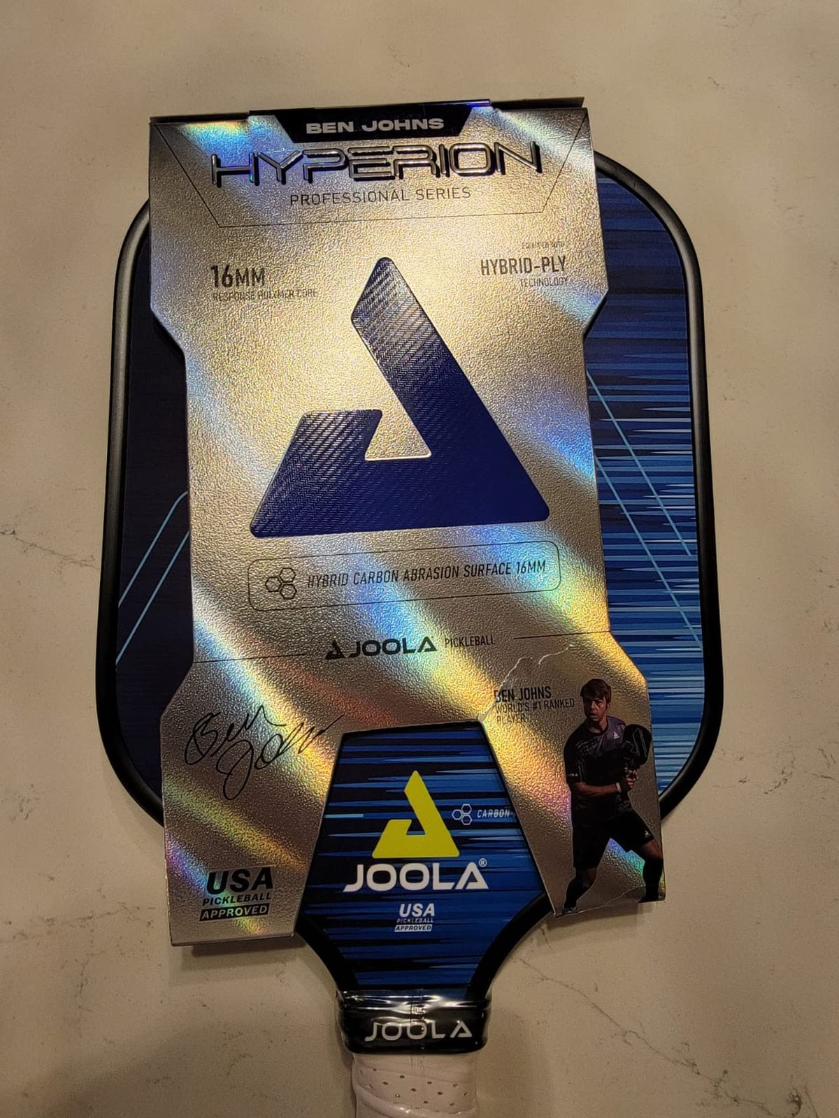 JOOLA Ben Johns Hyperion Pickleball Paddle - Select Raw Carbon Surface or Carbon Abrasion Surface for Increased Power and Spin - Elongated Grip Handle - Carbon Fiber Pickleball Paddle - USAP Approved customer photo 1