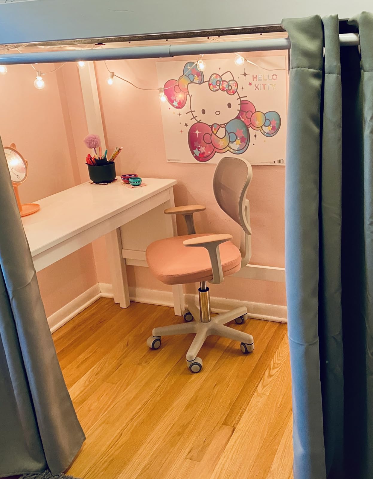 Costzon Kids Desk Chair, Adjustable Children Study Computer Chair with Arms & Wheels, Student Swivel Rolling Task Chair, Ergonomic Kids Office Chair for Boys Girls Age 4-12, Home Bedroom School, Pink customer photo 2