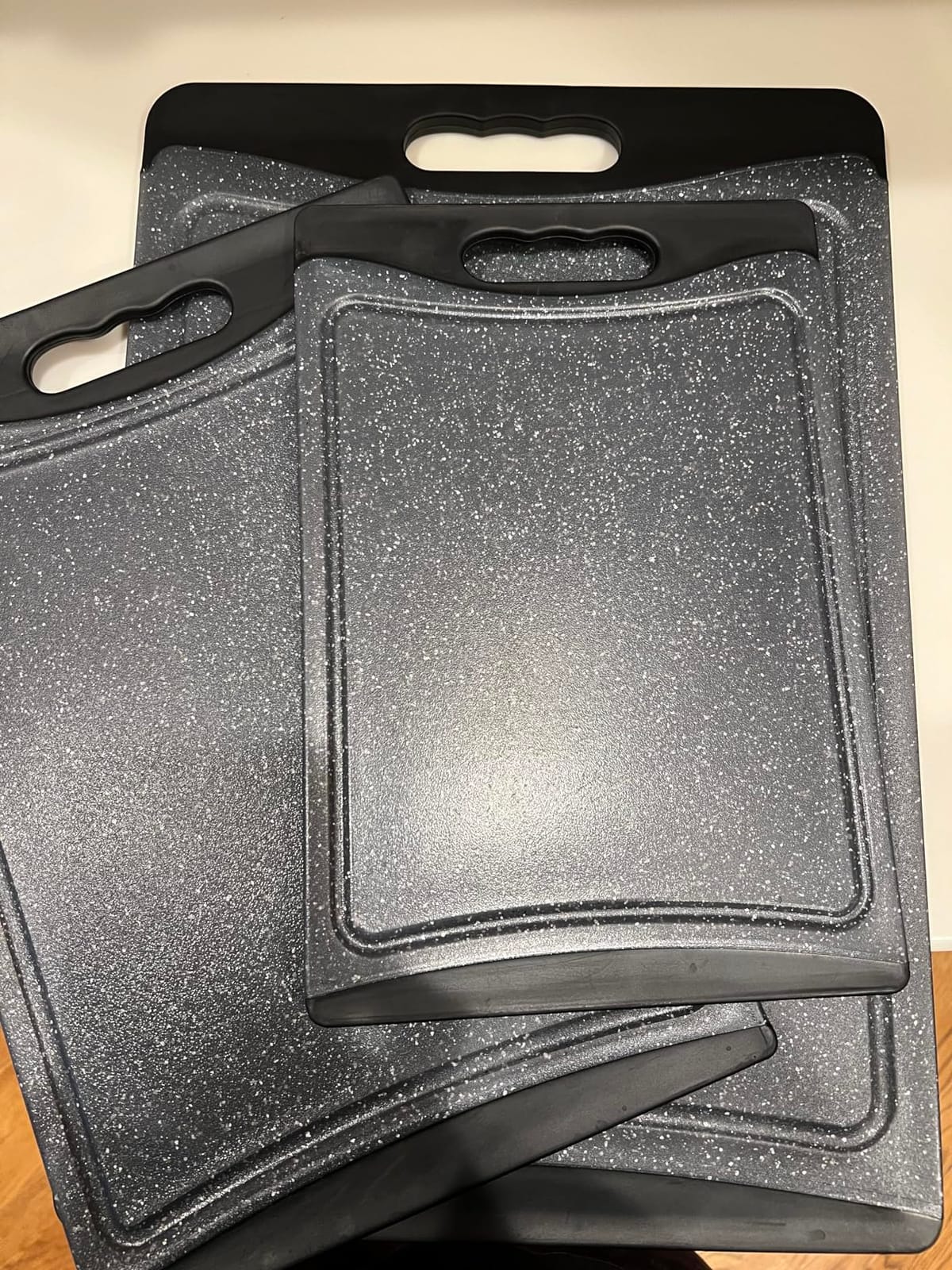 Extra Large Cutting Boards, Plastic Cutting Boards for Kitchen (Set of 3) Cutting Board Set Dishwasher Chopping Board with Juice Grooves Easy-Grip Handles, Dark Grey, Empune customer photo 2