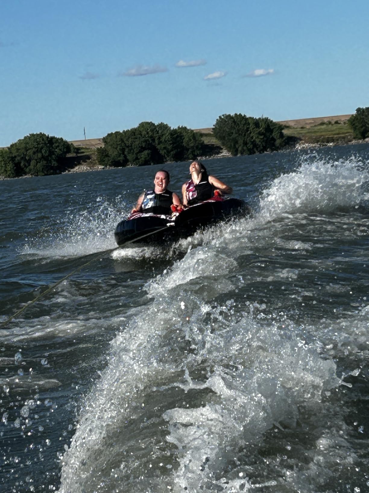 ZOOMBROS Towable Tube for Boating 2-Person, Secure Cockpit Seating for Kids & Family Safety, Heavy-Duty Water Sport Towables Large Capacity with Quick Connector, Less Drag customer photo 1