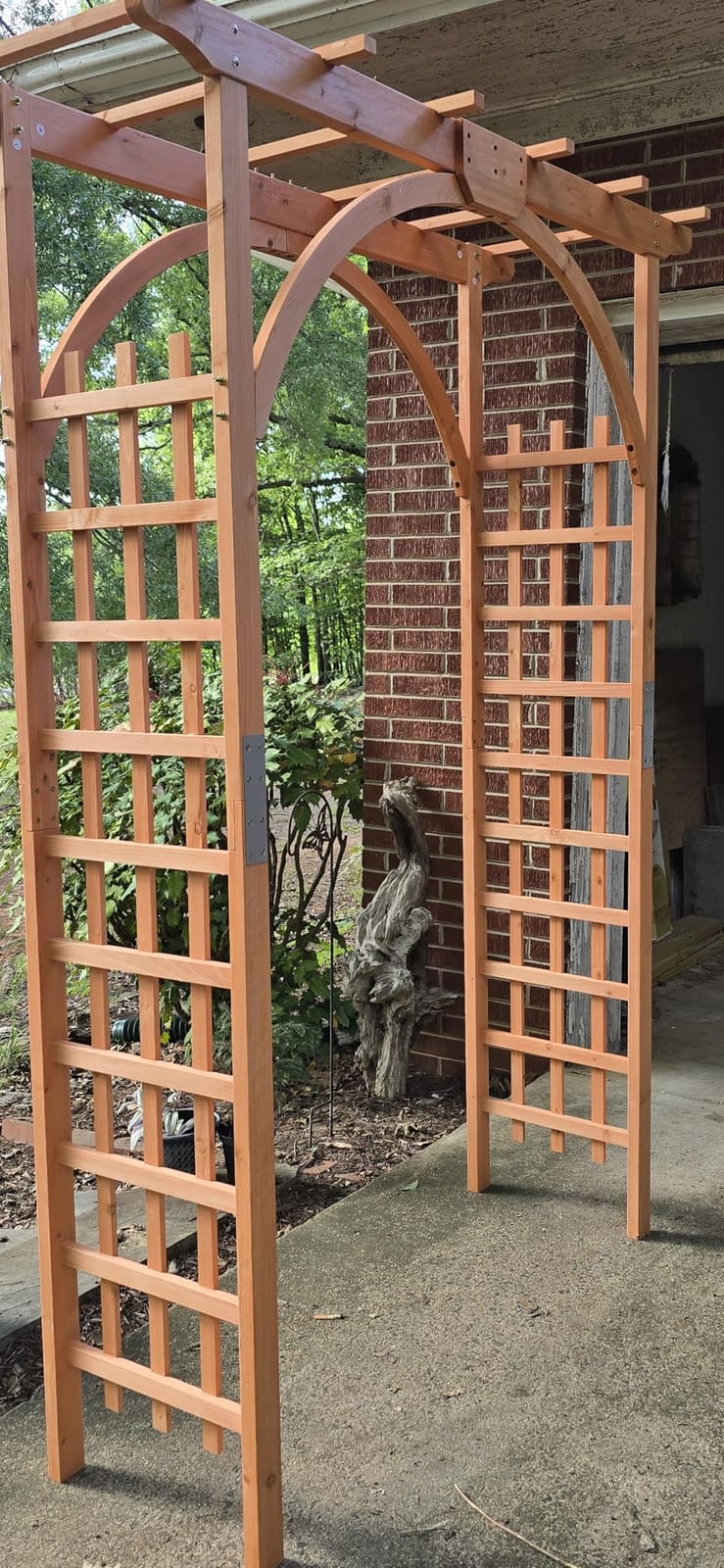 Yaheetech 85in Wooden Garden Arch Arbor Trellis for Backyard Patio Outdoor | Metal-reinforced fir wood arch with lattice sides supports climbing roses, wisteria, and vines as a walk-through entrance. customer photo 1