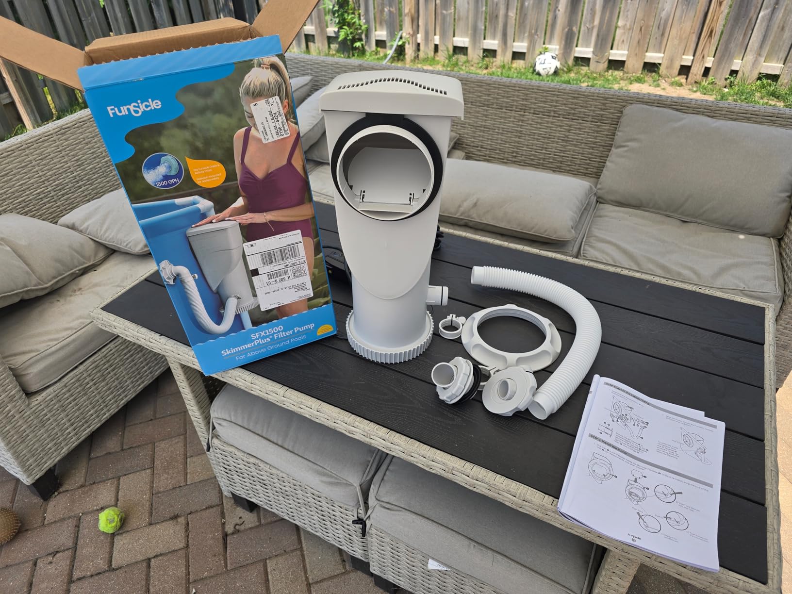 Funsicle SkimmerPlus 1,500 GPH 2-in-1 Filter Pump and Skimmer System for Above Ground Swimming Pools - Pool Cleaning and Maintenance customer photo 2
