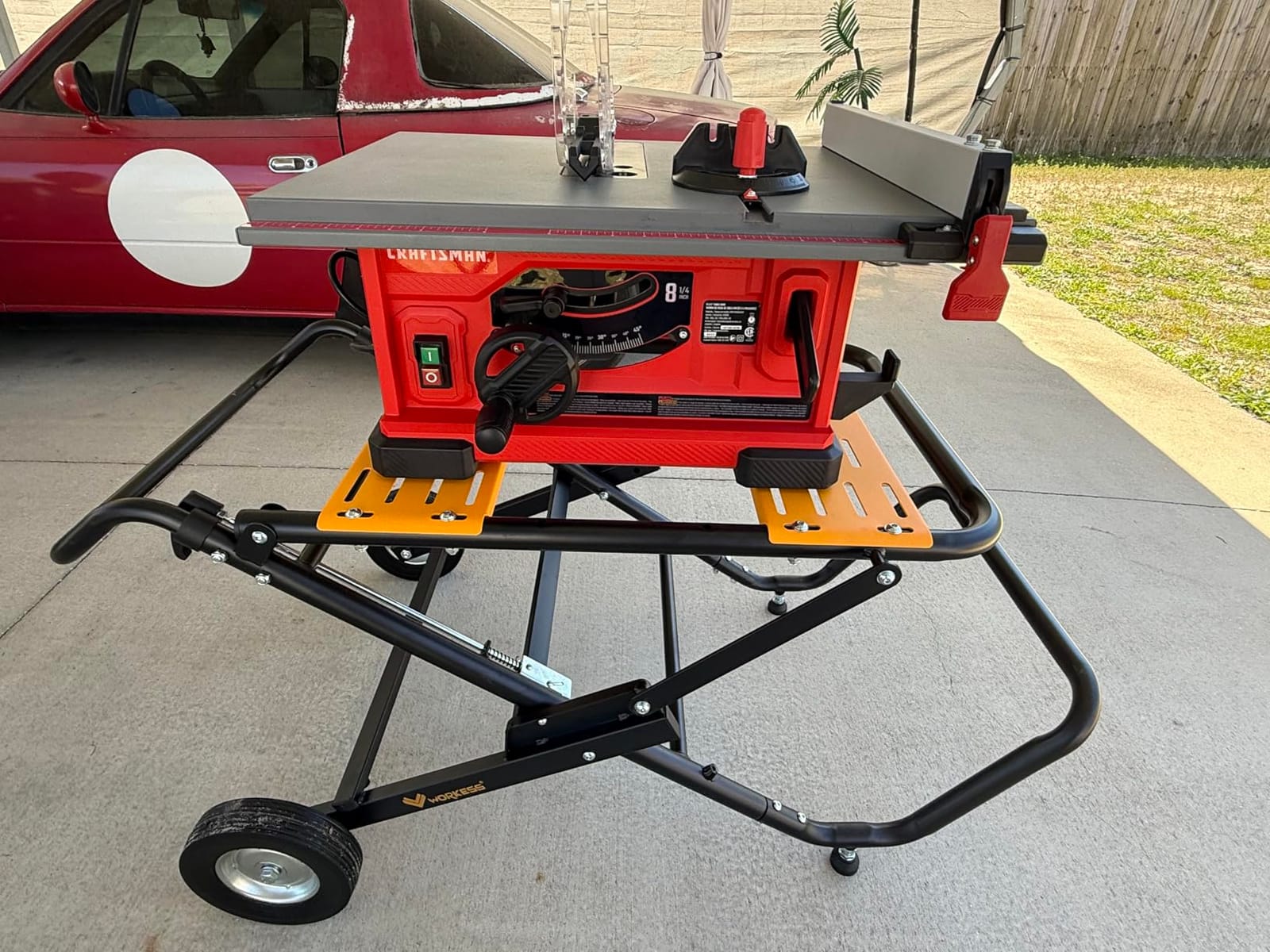 WORKESS Portable Table Saw Stand, 330 Lbs Load Capacity Rolling Foldable Table Saw Table with 8 Inch Wheels, Heavy Duty Construction for Easy Storage, Universal for Most Brands of Table Saws customer photo 2
