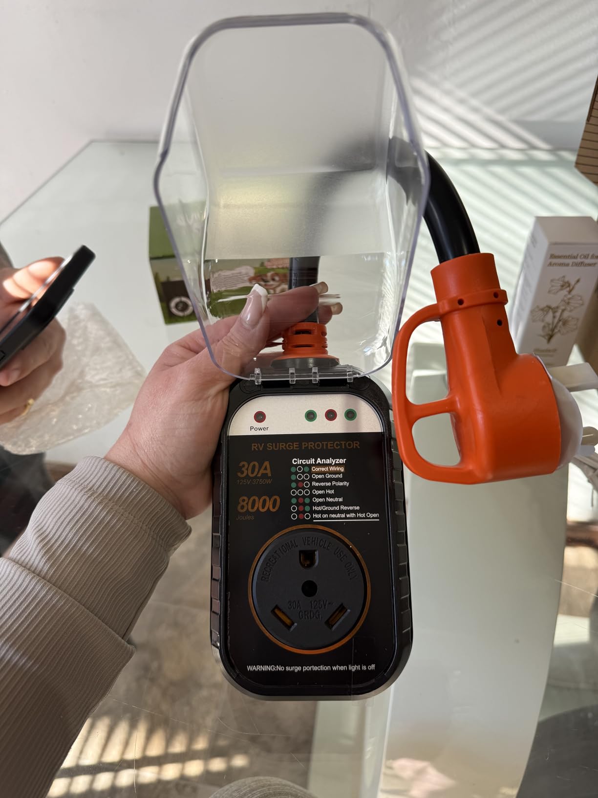 GEARGO RV Surge Protectors 30 Amp RV Circuit Analyzer, [𝟐𝟎𝟐𝟔 𝐍𝐞𝐰 𝐔𝐩𝐠𝐫𝐚𝐝𝐞𝐝 & 𝐆𝐞𝐧𝟐] Full Protection, RV Adapter Plug for Camper(Orange) customer photo 2