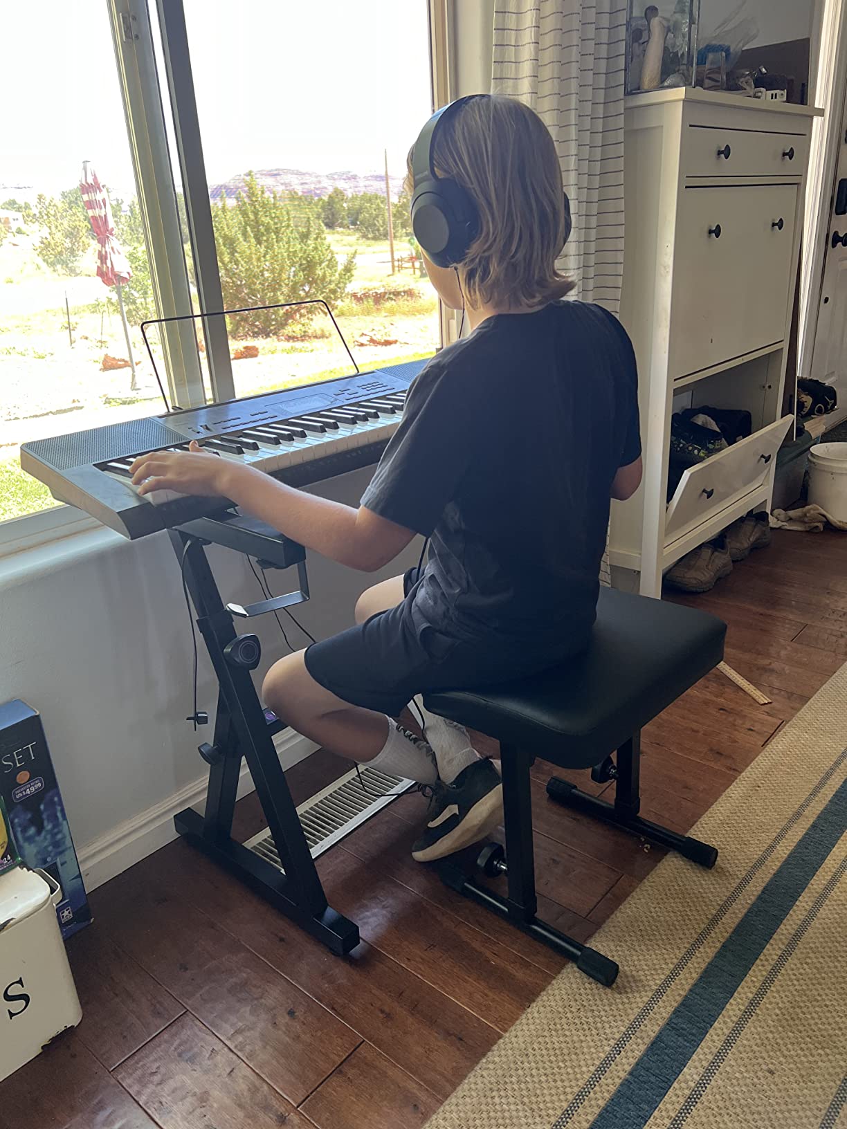 Liquid Stands Piano Keyboard Stand and Bench Set - Portable Heavy Duty Digital Piano Stand for 54-88 Key Electric Pianos & Adjustable Chair, Stool, Seat - Sturdy Keyboard Music Accessories customer photo 1