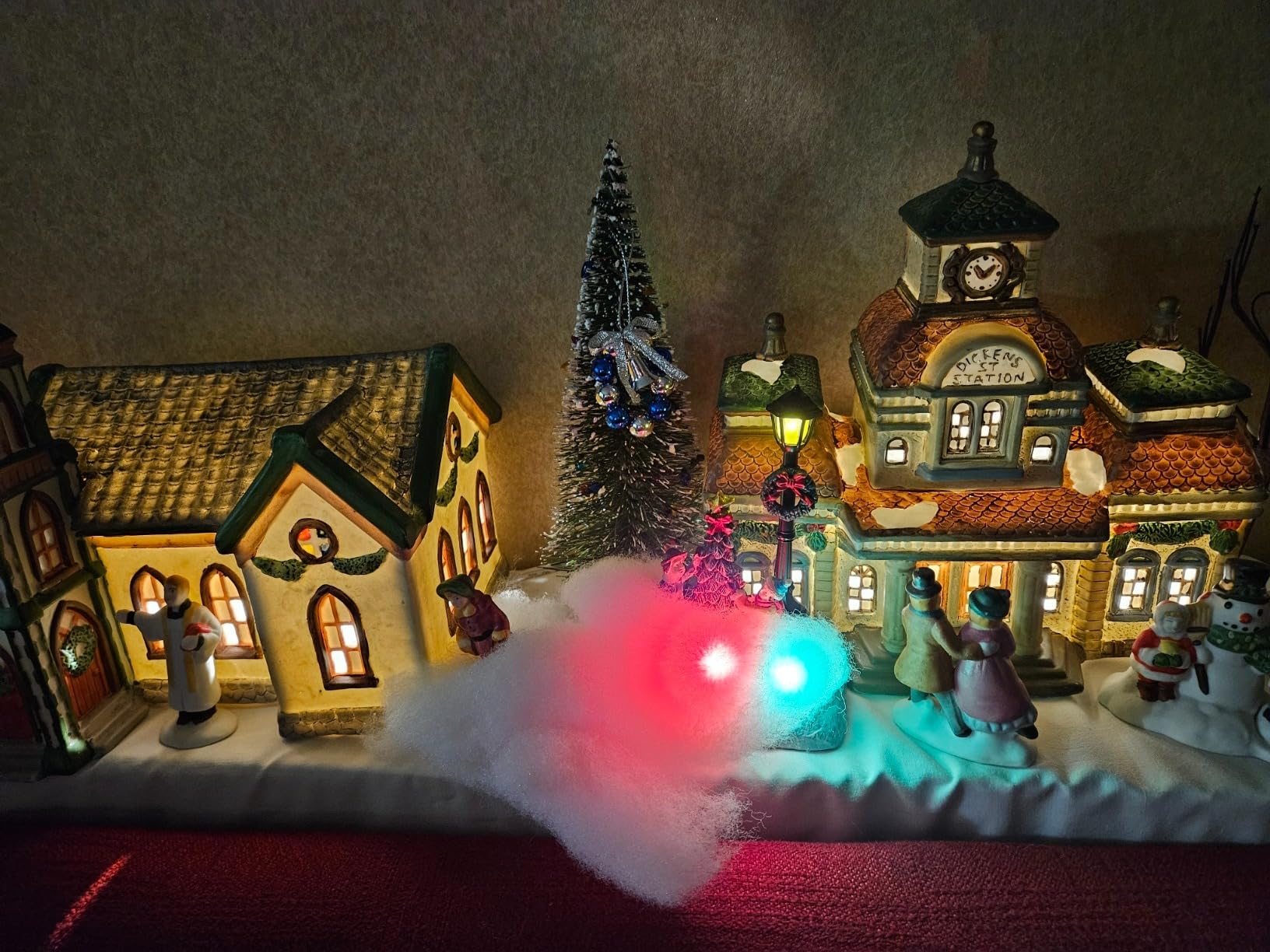 Karenhi 2 Pcs Christmas Village Set with LED Light Figurines,Rustic Style | Santa Snowman Angel Scene, Resin Holiday Centerpiece, Xmas Ornament for Home Mantel Display, Winter Table Accessories customer photo 1