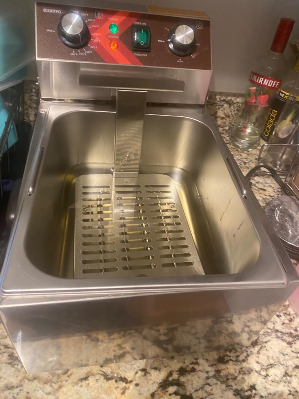 EGGKITPO Electric Deep fryer Single Tank Deep Fryer with Basket Capacity 10L(10.5QT) Electric Countertop Fryers with 60 Minute Timer for Home Kitchen and Restaurant, 1800 Watts, 120V customer photo 1