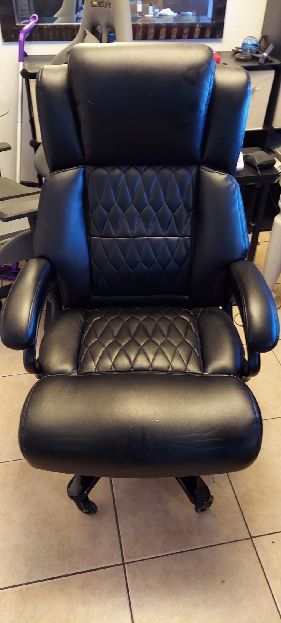 Big and Tall 400lbs Office Chair - Adjustable Lumbar Support Quiet Rubber Wheels Heavy Duty Metal Base, High Back Large Executive Computer Desk, Thick Padded Ergonomic Design for Back Pain (Black) customer photo 2