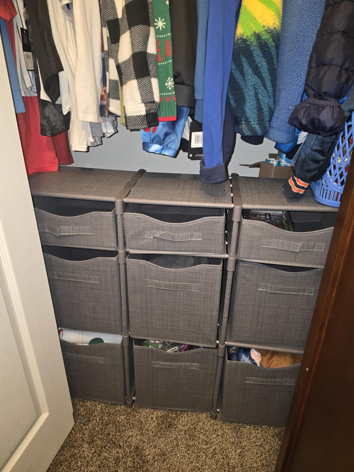 Cube Storage Organizer with Storage Bins Included - The Perfect Closet Organizers and Storage Solution. Includes 9 Storage Cubes, Great For Toy Storage, Closet Storage, Clothes Storage (Grey) customer photo 2