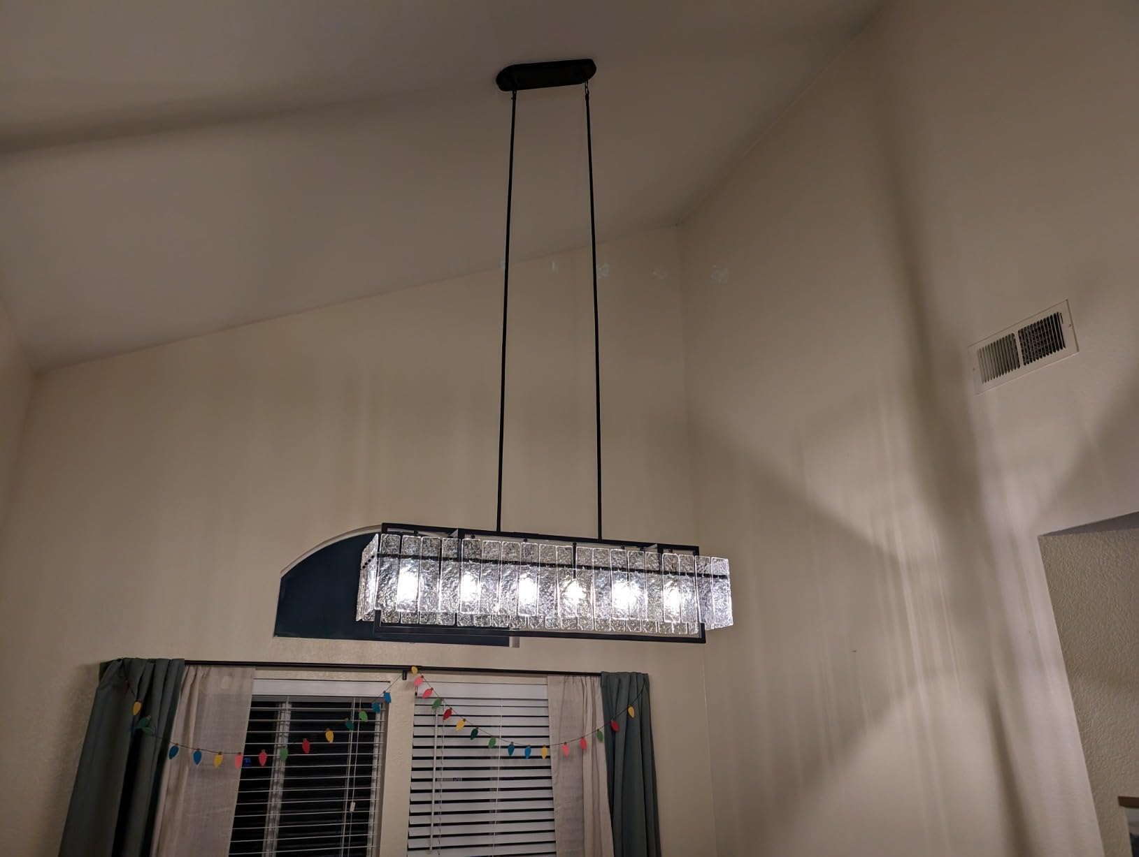 IKK Modern Rectangle Black Crystal Chandeliers for Dining Room, 42