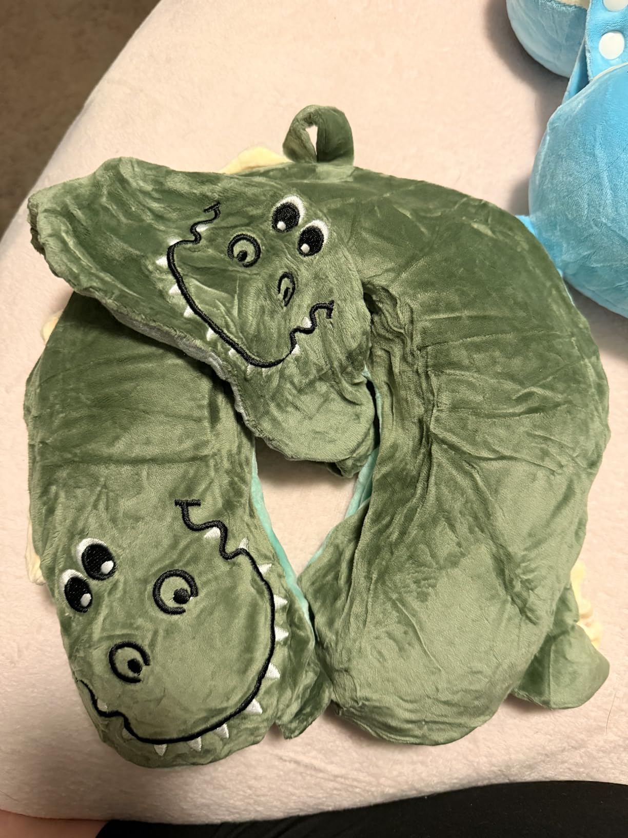 Sexysamba Cartoon Headrest & Neck Pillow for Kids Boys & Girls, Teens, Travel Accessories for Airplane, Car, Recline, Memory Foam Cute Travel Pillow with Sleep Eye Mask - Dinosaur customer photo 2