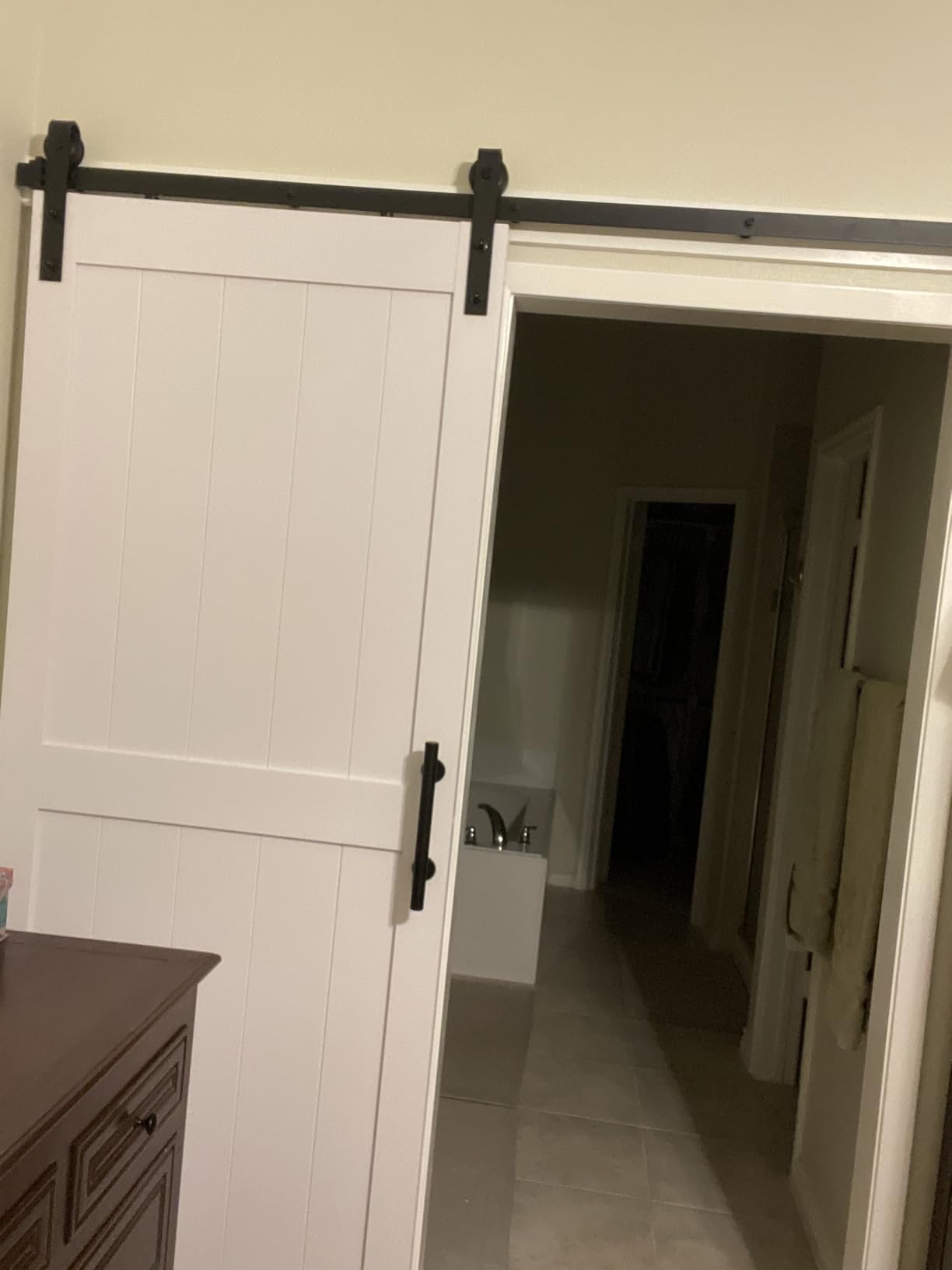 24in x 84in MDF Sliding Barn Door with 4ft Barn Door Hardware Kit & Handle customer photo 2