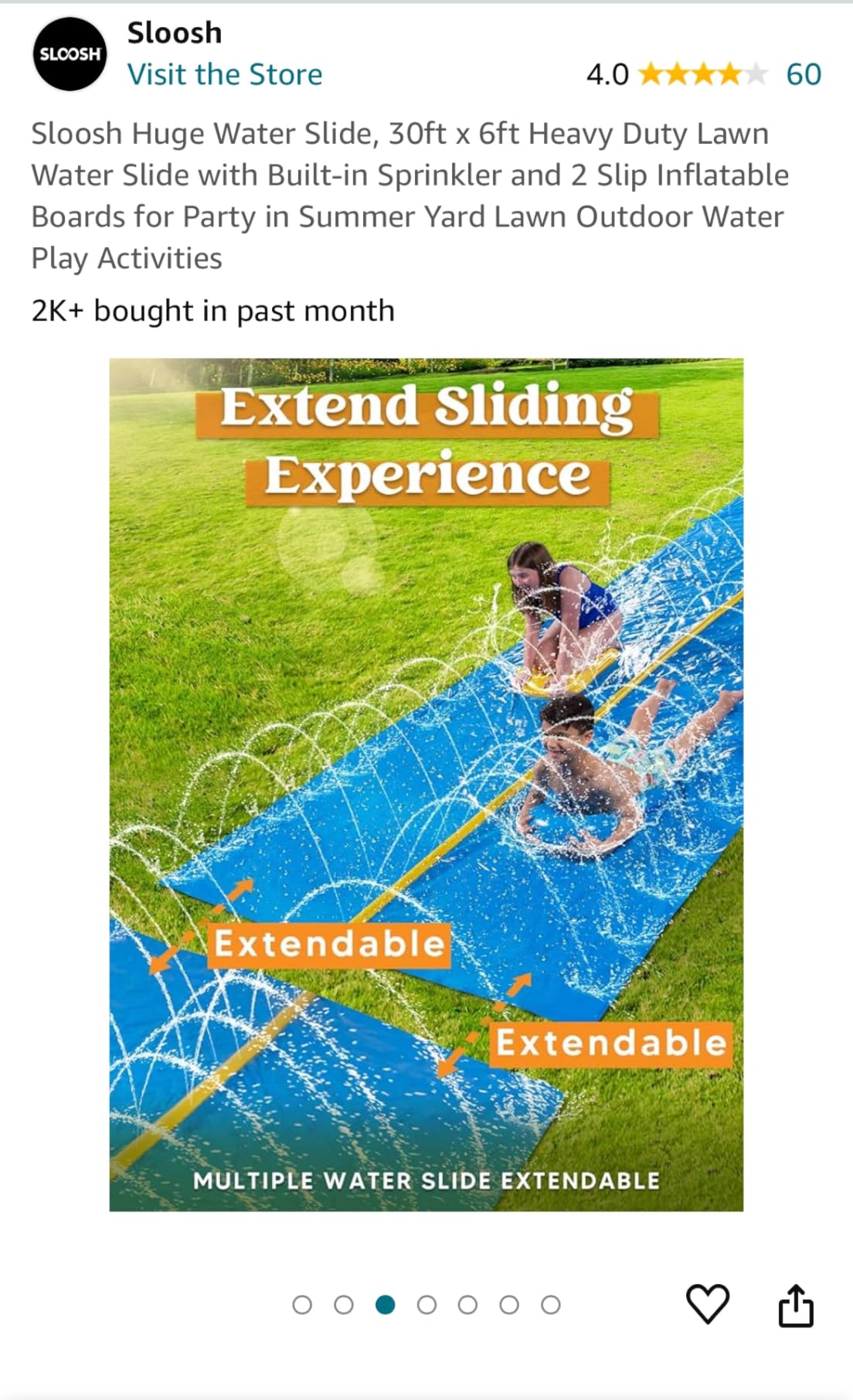 Sloosh Huge Water Slide, 30ft x 6ft Heavy Duty Lawn Water Slip with Built-in Sprinkler Slide and 2 Slip Inflatable Boards for Kids Adults Party Summer Yard Lawn Outdoor Play Activities customer photo 2