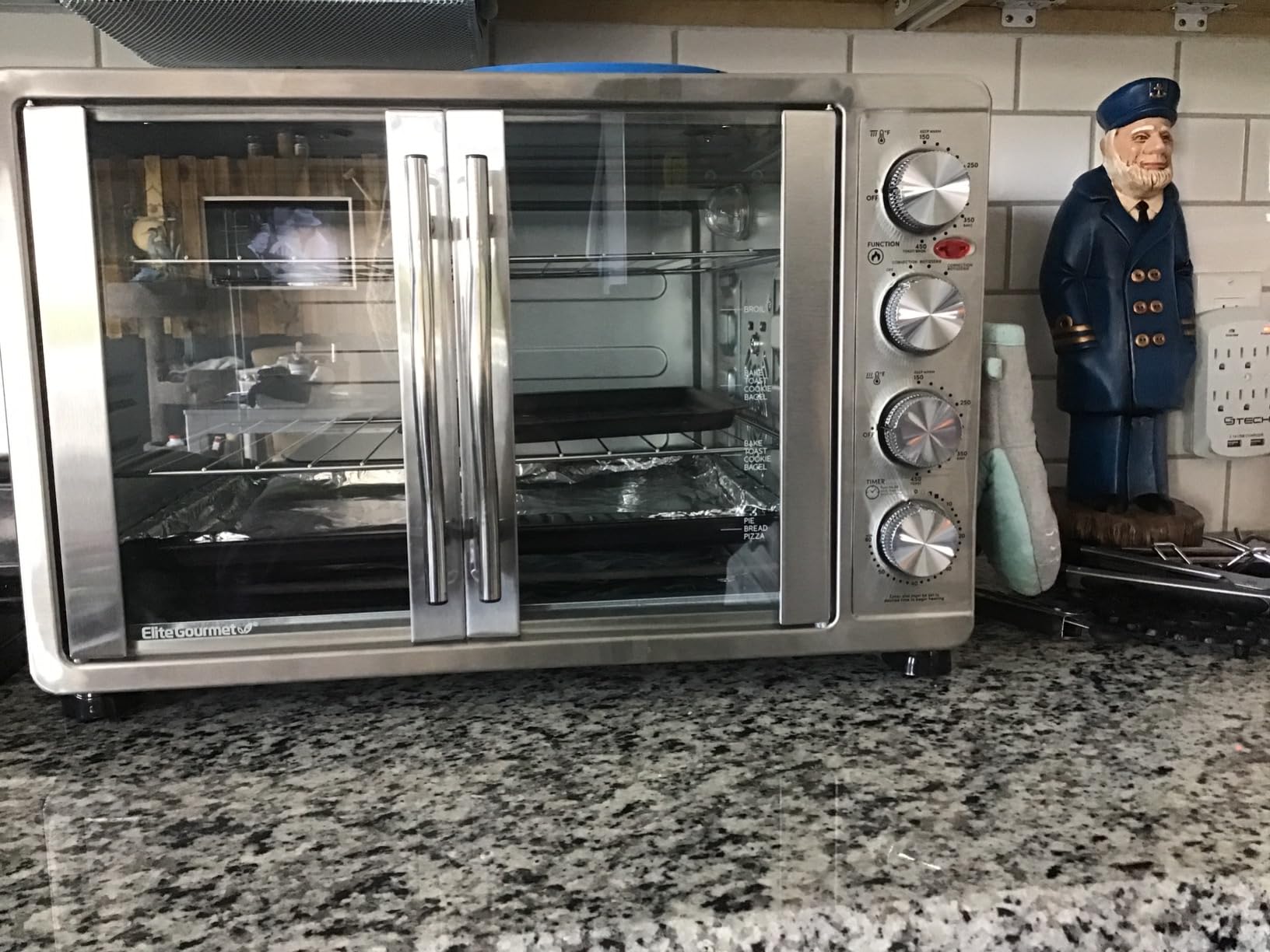 Elite Gourmet ETO2530M Double French Door Oven, 25L, 12