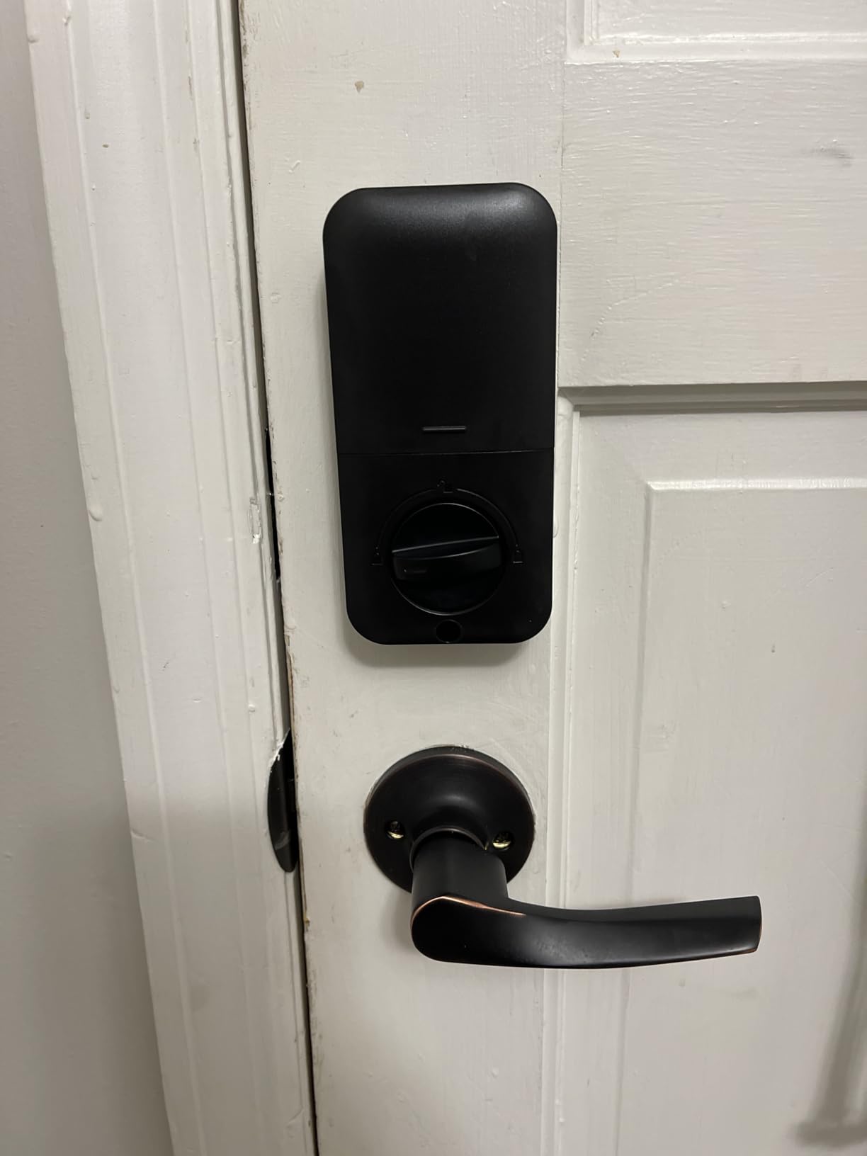 Veise KS02B Fingerprint Door Lock with 2 Lever Handles, Matte Black | Zinc Alloy Handle Set, Auto Lock, Anti-Peep Codes, 2 Keys, Keyless Entry Deadbolt, Electronic Back-Lit Keypad, for Front Door customer photo 1
