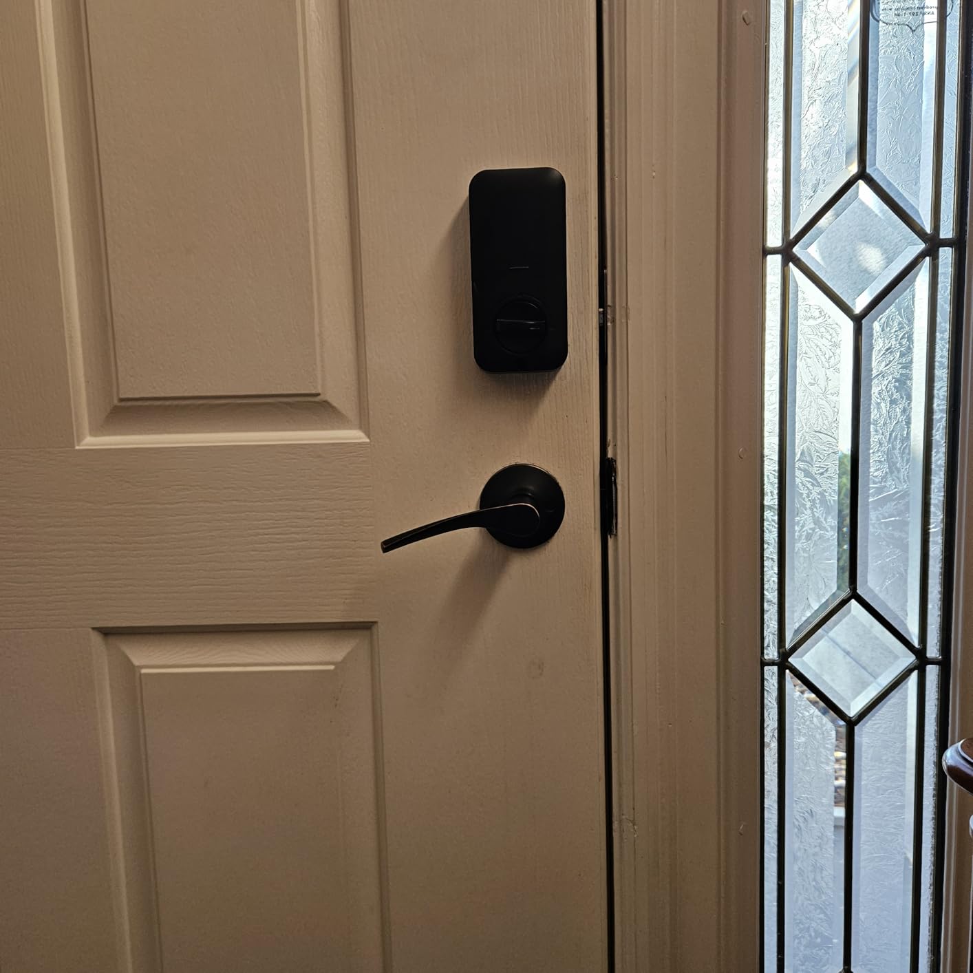 Veise KS02B Fingerprint Door Lock with 2 Lever Handles, Matte Black | Zinc Alloy Handle Set, Auto Lock, Anti-Peep Codes, 2 Keys, Keyless Entry Deadbolt, Electronic Back-Lit Keypad, for Front Door customer photo 2