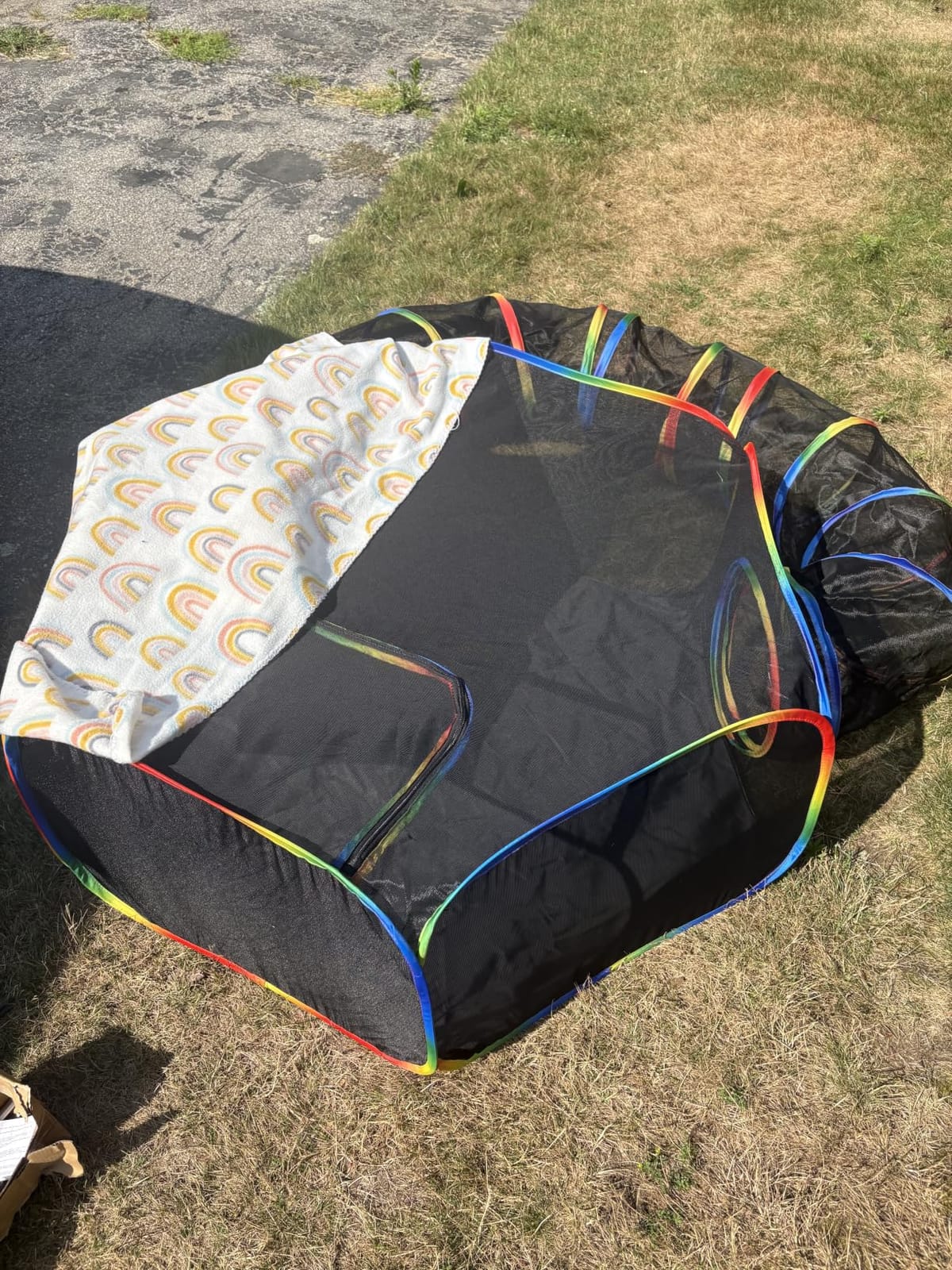 Portable Cat Enclosure - 2-in-1 Outdoor Catio with Tent & Tunnel, Foldable Playpen for Indoor Cats, Includes Storage Bag for Cats & Small Animals Rainbow Color customer photo 1