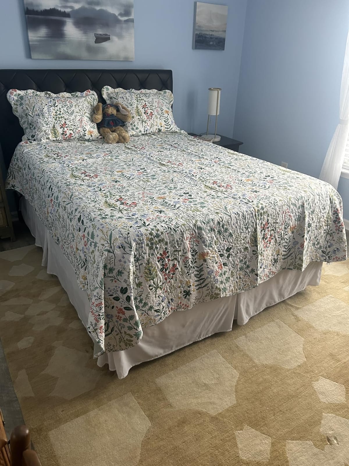 Travan 3-Piece Quilt Set Quilted Bedspread Lightweight Coverlet Set Garden Style Floral Printed Oversized Quilted Bedding Set with Shams for All Season, Exquisite, Queen Size customer photo 1