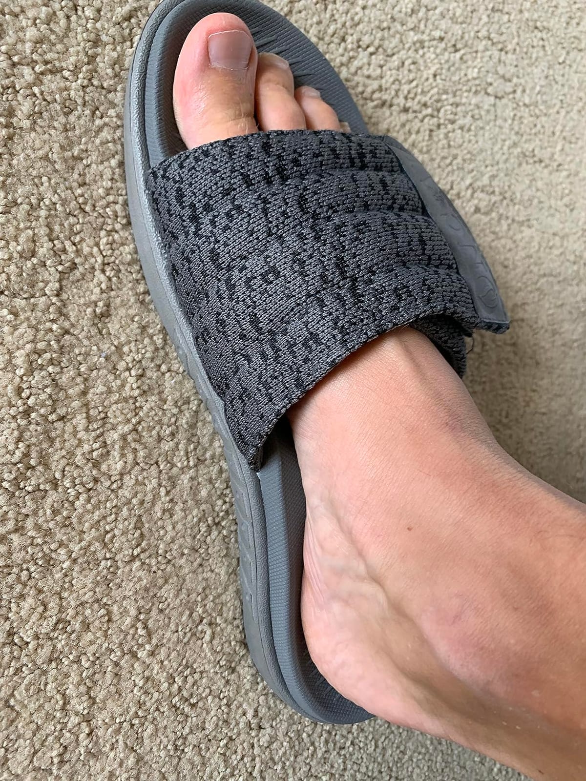 ONCAI Mens Sandals, Arch Support Sport Slides Open Toe Adjustable Straps Orthotic Cushioned Footbed for Plantar Fasciitis Rubber Soles Size 7.5-15 customer photo 2