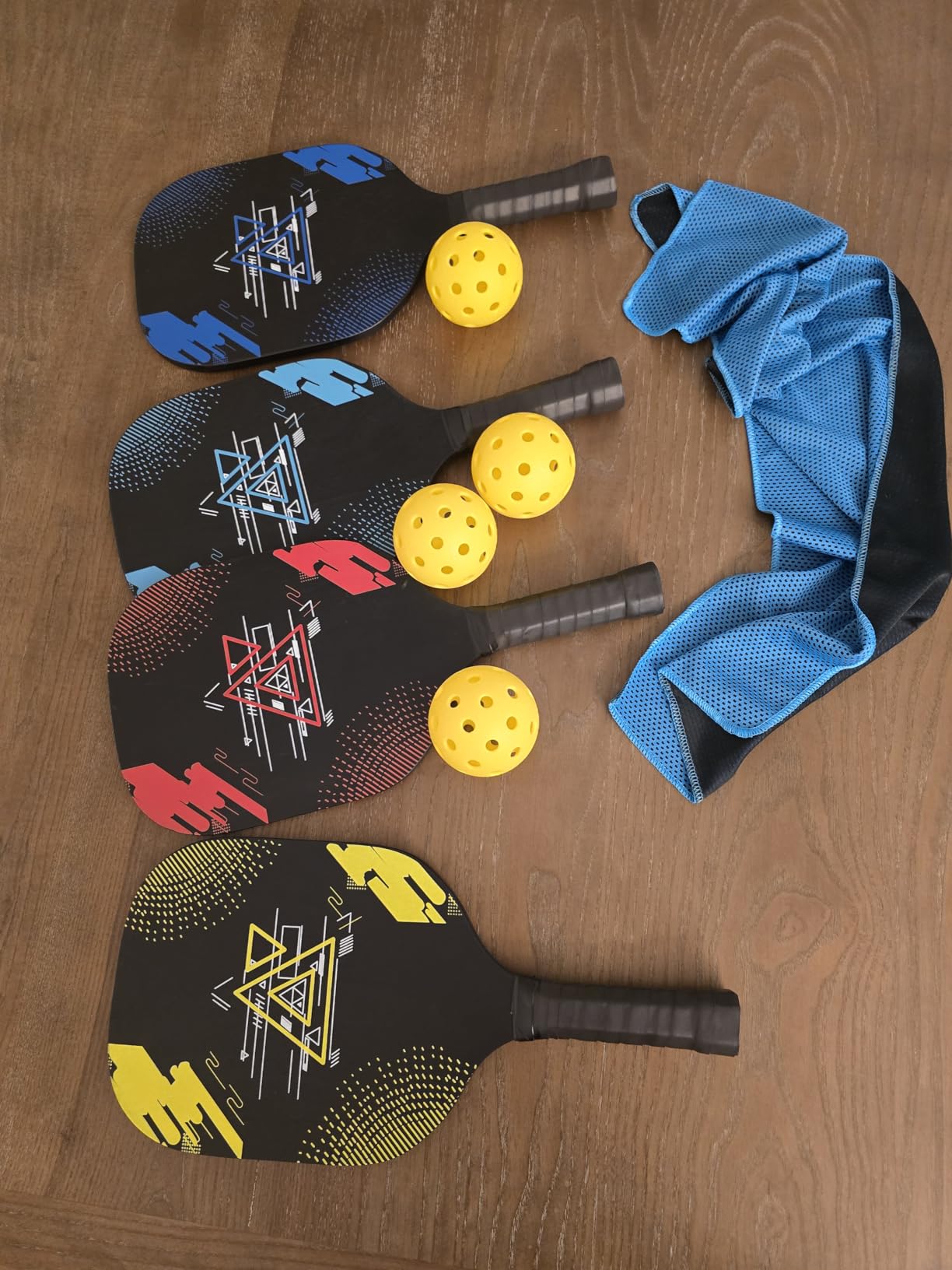 Pickleball Paddles Set of 4, Wood Pickleball Set with Comfort Grip | 4 Cooling Towels, 4 Pickleball Balls & Carry Bag. Cushion Grip Wood Paddle Set for Men, Women, Beginners customer photo 2