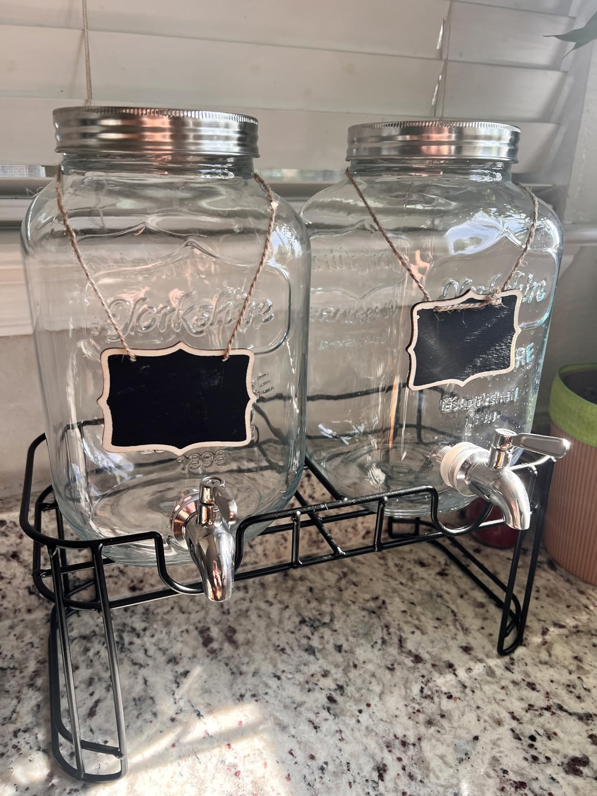 1 Gallon Glass Drink Dispensers For Parties 2PACK.Beverage Dispenser,Glass Drink Dispenser With Stand And Stainless Steel Spigot 100% Leakproof.Lemonade Dispenser With Ice Cylinder.Laundry Detergent customer photo 2