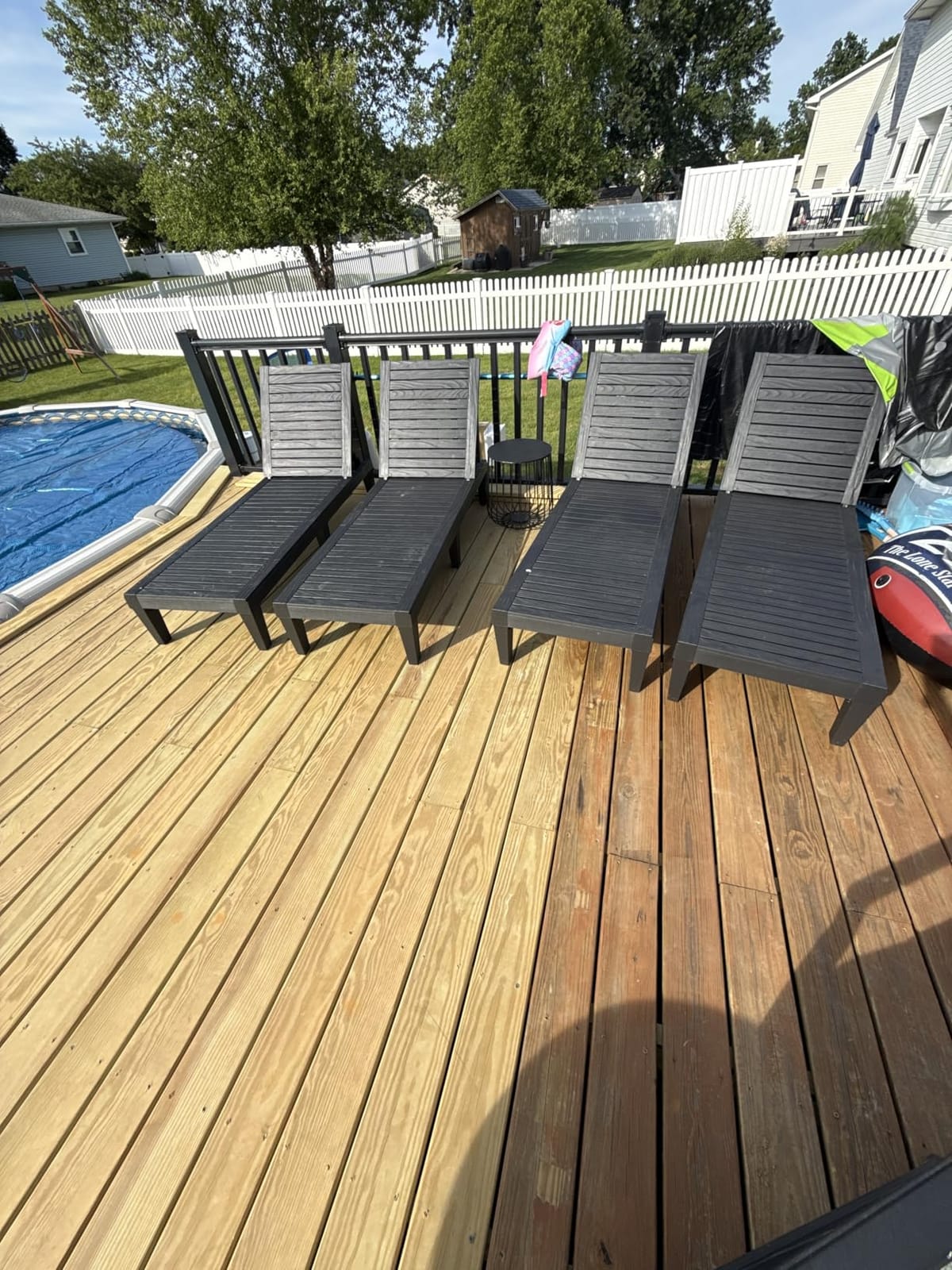 EUNHOO Outdoor Lounge Chaise, Adjustable Pool Lounge Chairs with 5 Positions Backrest, Waterproof Sun Loungers for Garden Pool Beach Patio Deck Sunbathing Set of 4 customer photo 1