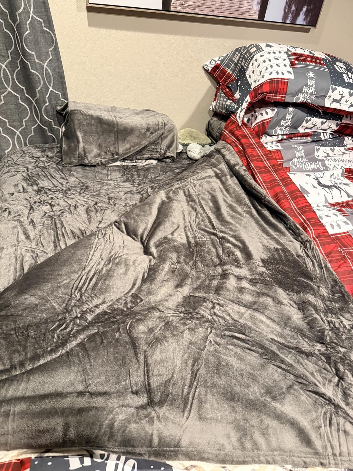 BEDELITE Flannel Sheets Queen Size Bed Set, Grey, 4 Pieces customer photo 1