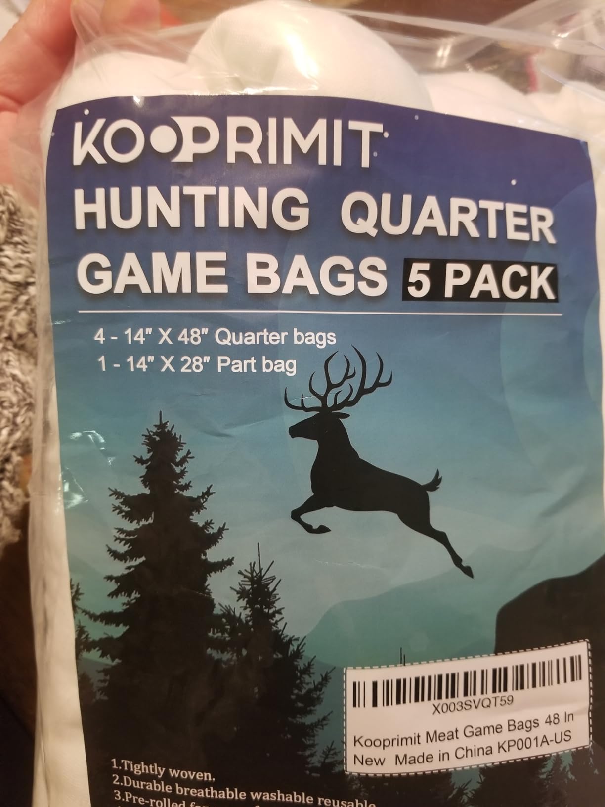 Game Bags Elk, 5-Packs Rolled Game Bags Deer, Reusable & Breathable Big Hunting Meat Bag with Reflective Tags for Elk, Caribou, Deer and Moose, Essential Hunting Accessories customer photo 2