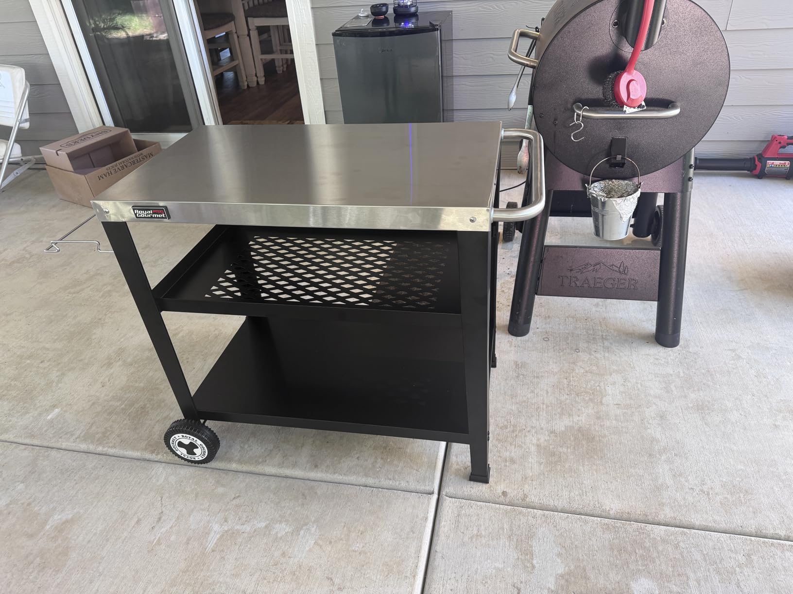 Royal Gourmet PC3404S Movable 3-Shelf Grill Table, Stainless Steel Tabletop | 34