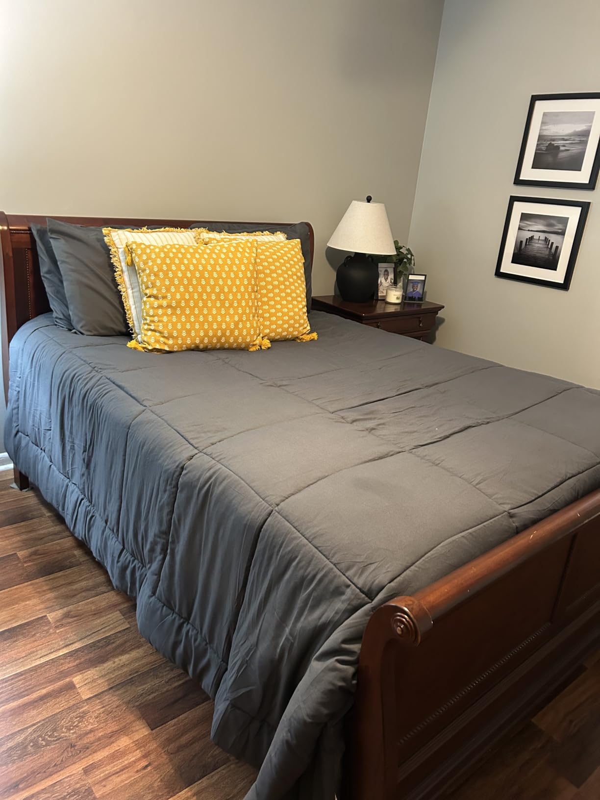 CozyLux Queen Comforter Set Black - 7 Pieces Bed in a Bag customer photo 1