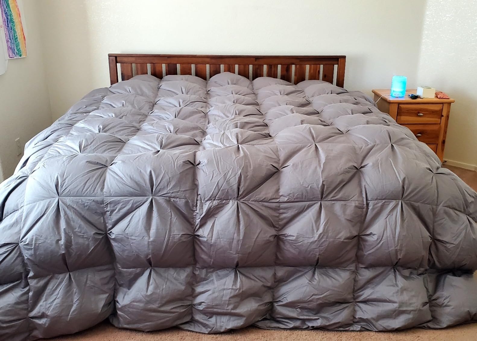 puredown® Grey Goose Down Comforter Oversized King Size- 93% Goose Down Winter Duvet Insert, 800 Fill Power Heavyweight Cloud Fluffy Pinch Pleat Extra Warmth Comforter, 700 Thread Count customer photo 1