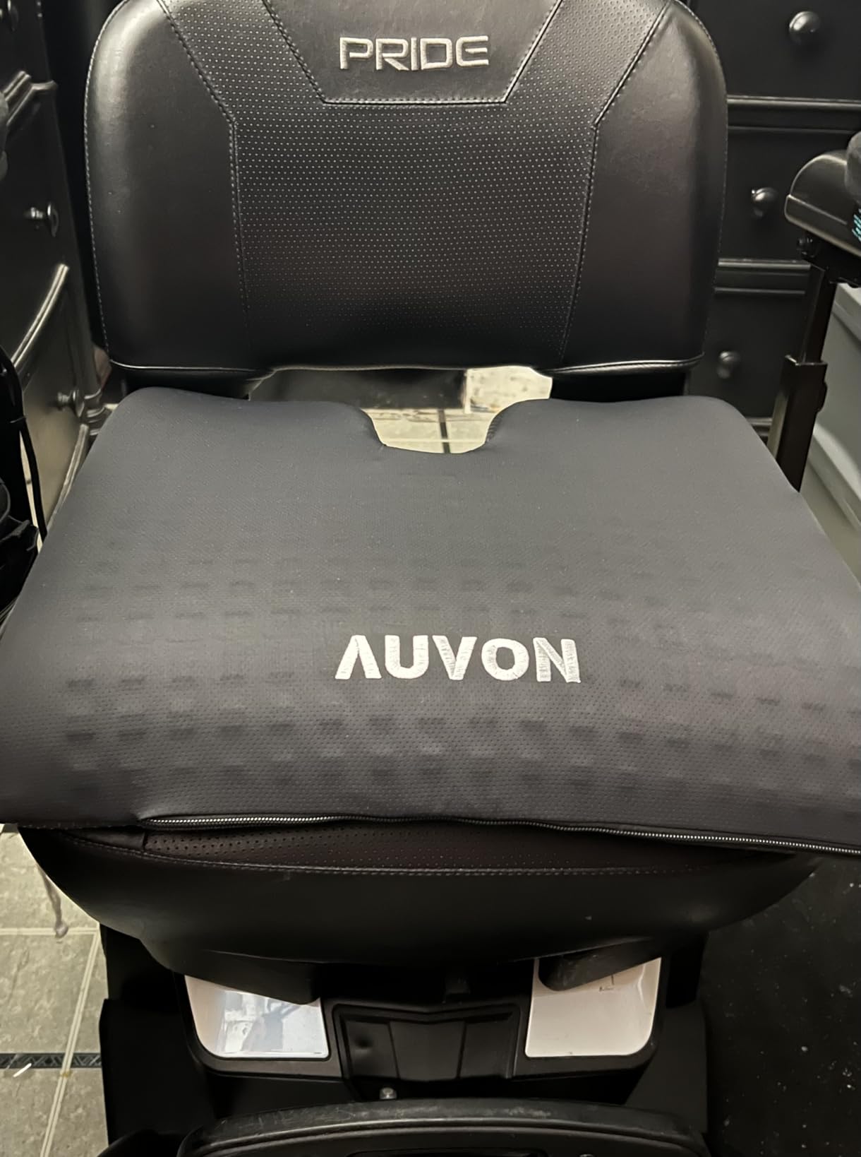 AUVON Gel Wheelchair Seat Cushion with Waterproof Cover, Ergonomic Chair Cushion with U-Cutout for Tailbone, Back Pain Relief, Memory Foam Cushion for Office, Anti-Slip, Buckle Strap customer photo 2