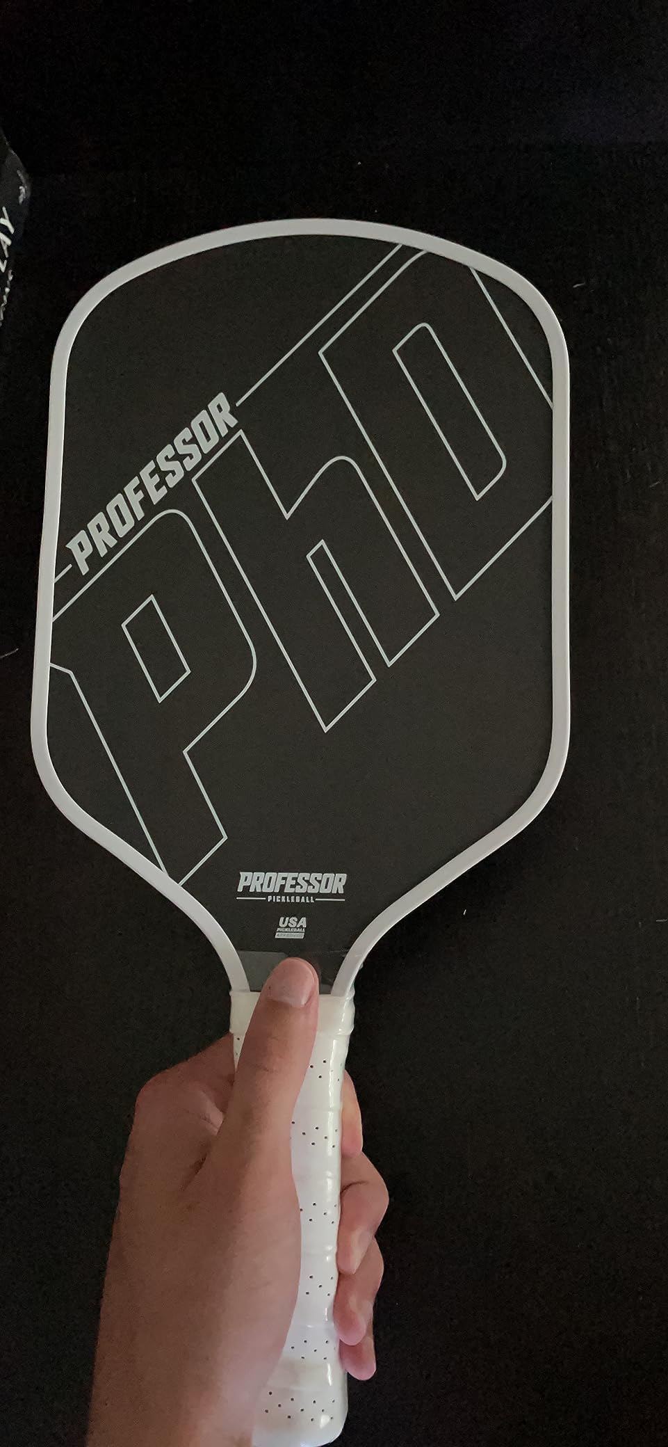 Professor PhD Raw Carbon Fiber Premium Pickleball Paddle Racket - USA Pickleball Approved - Honeycomb Core - Power & Control customer photo 2