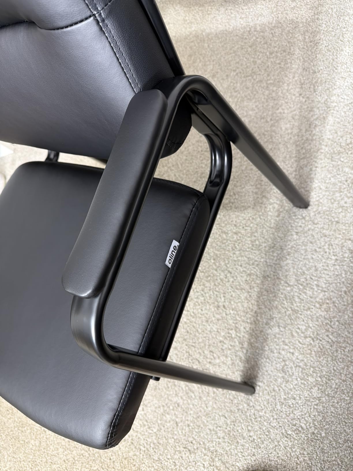 Oline Leather Guest Chair with Padded Arms, Reception Meeting Conference Waiting Room Lobby Home Desk Big and Tall Executive Office Chair, Black (2 Pack) customer photo 1