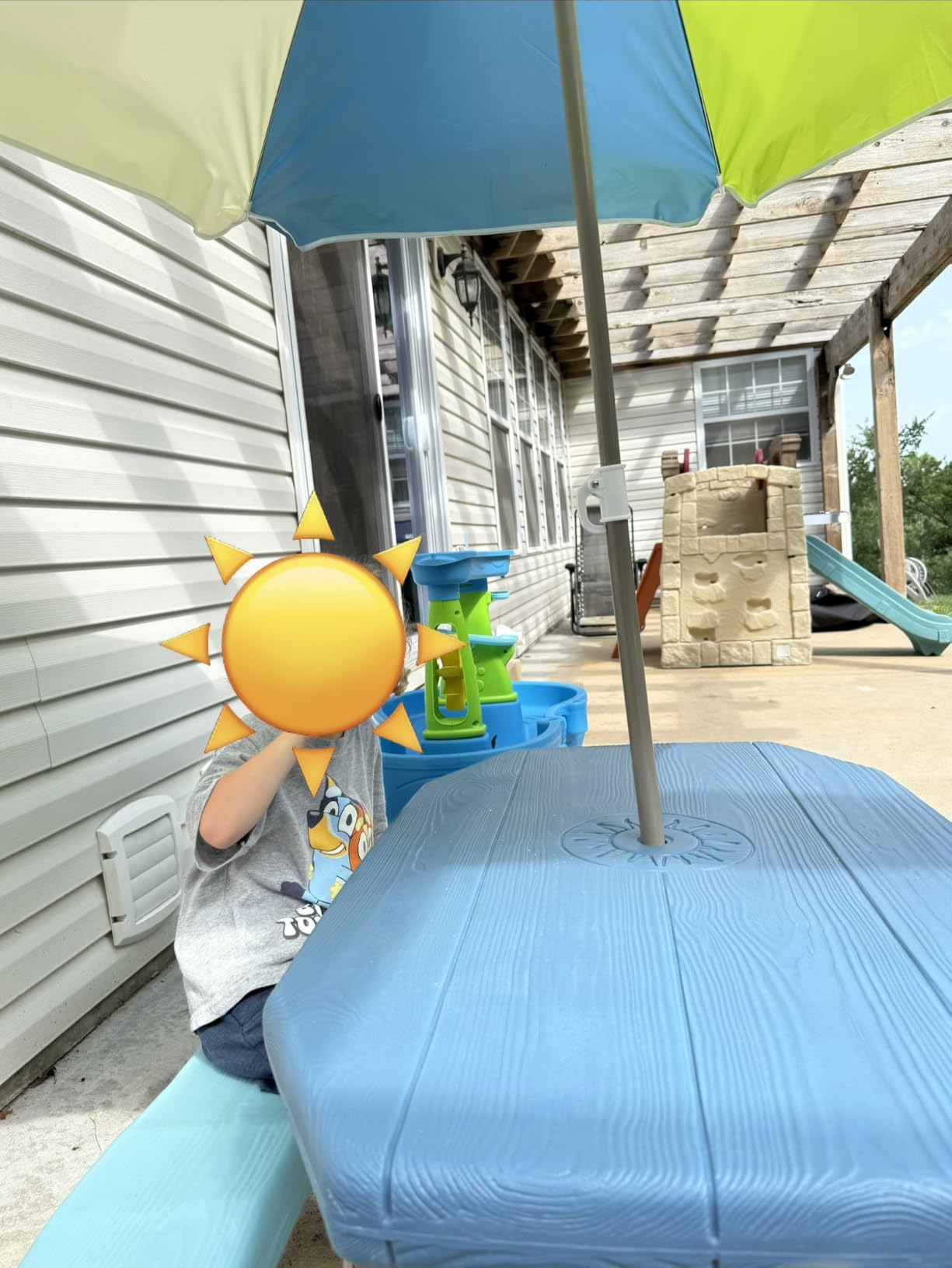 AMMSUN 5ft Seaside Beach Umbrella for Sand and Water Table - Kids Durable Umbrellas for children Beach Camping Garden Outdoor Play Shade customer photo 1
